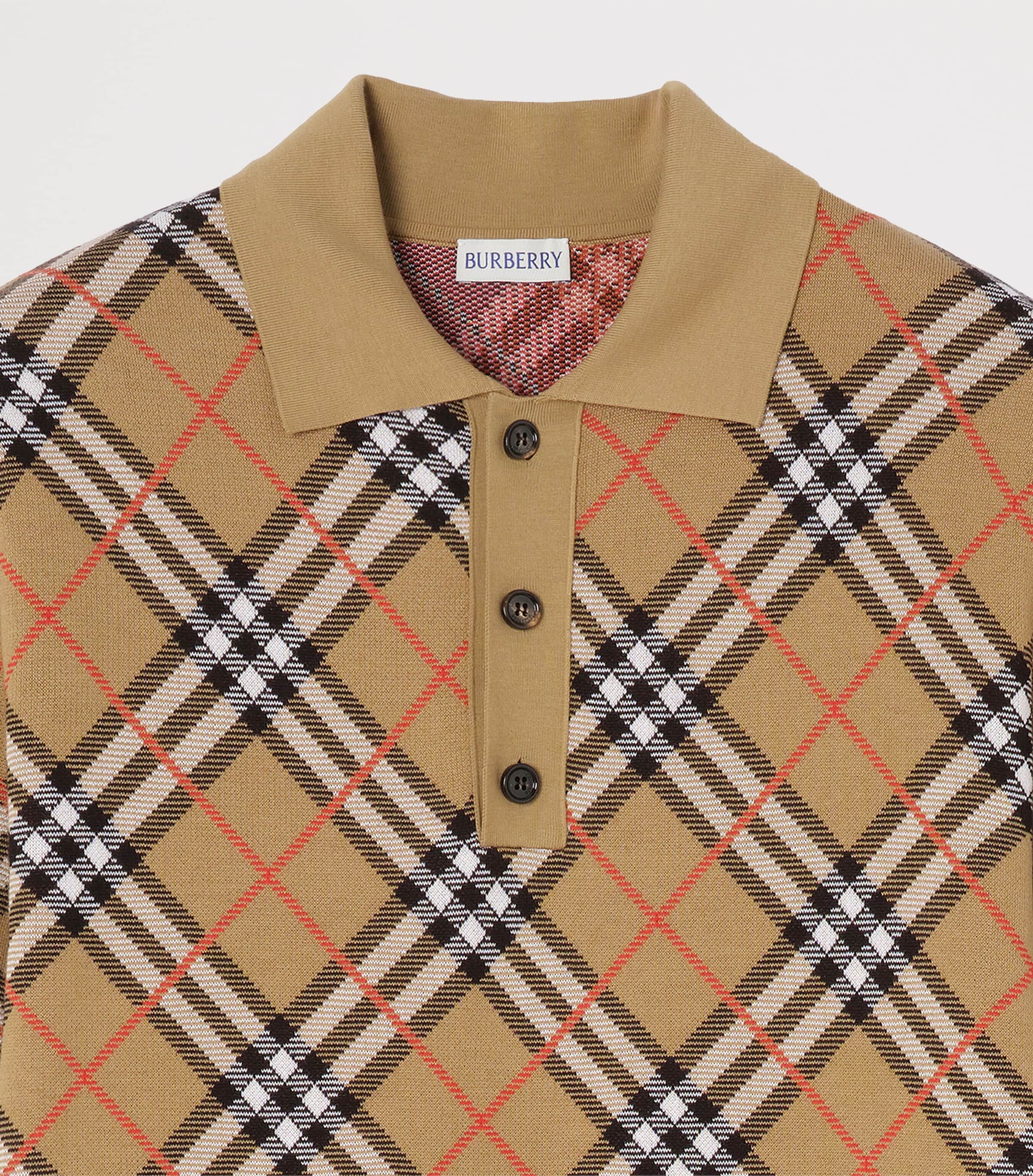 Burberry Mens Check Polo Shirt Sand Ip Check Image 2