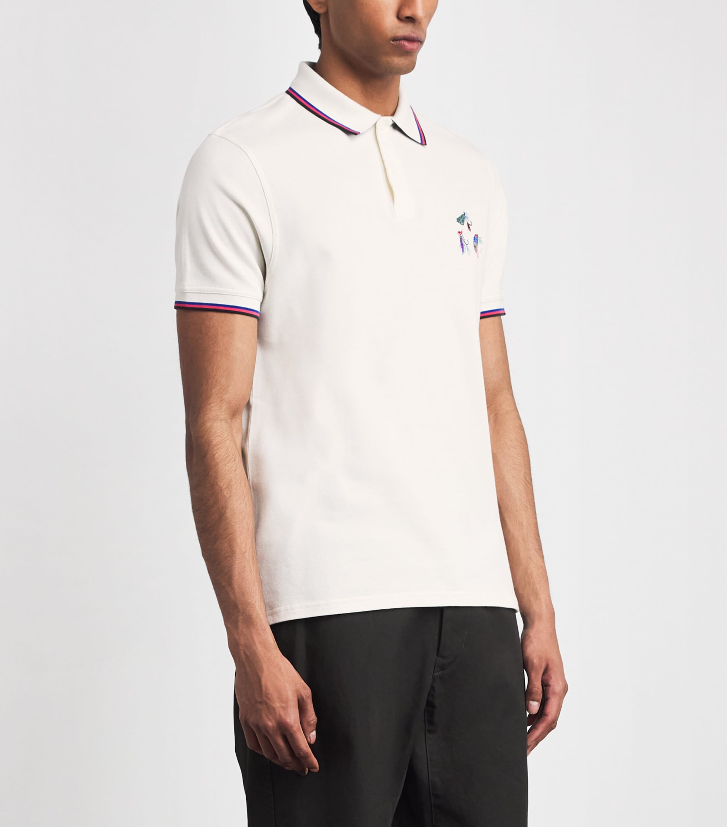 Barbour Mens x Paul Smith Cotton Pique Polo Shirt Whisper Image 4