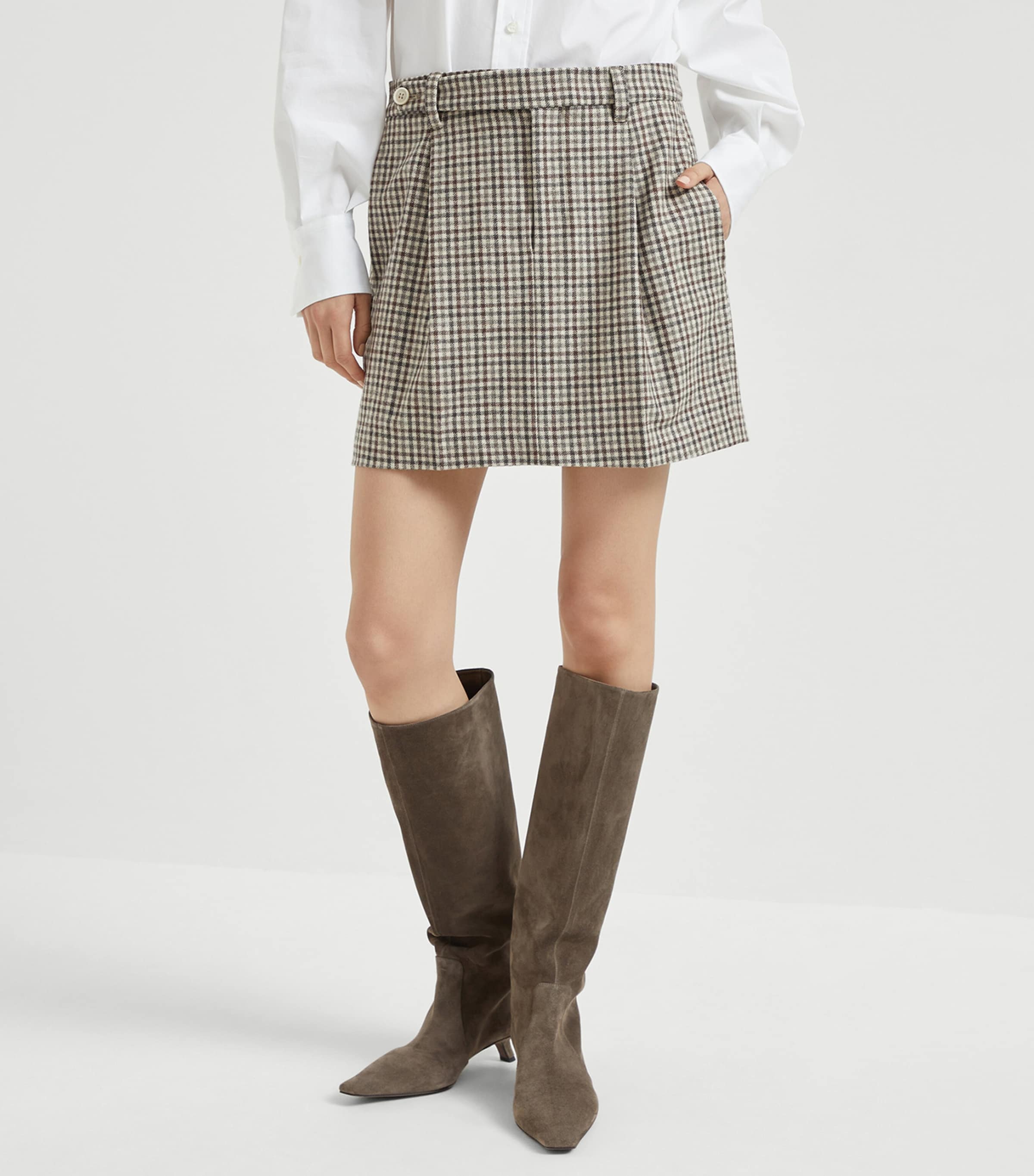 Virgin Wool Check Mini Skirt C001 Image 2