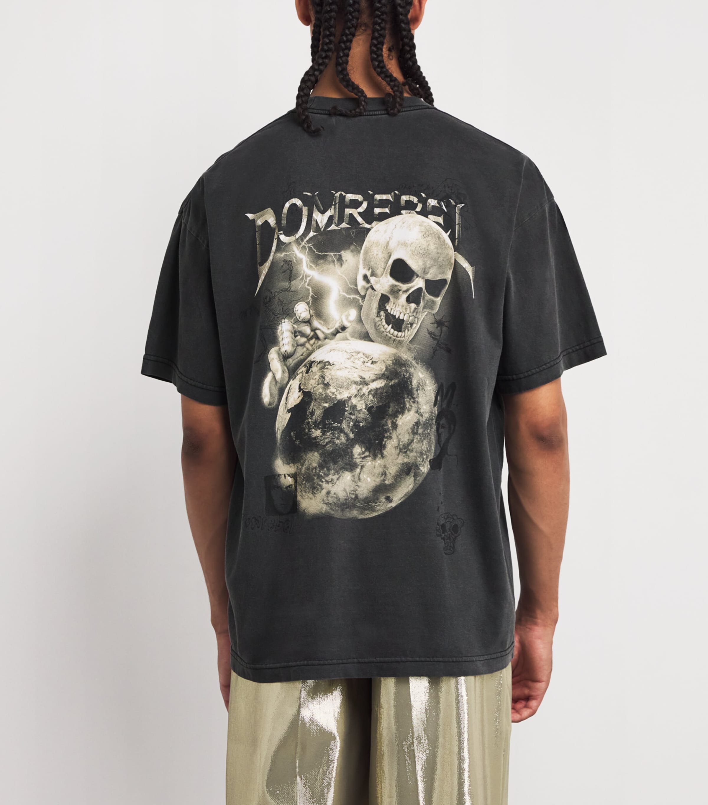 Cotton Skeleton Graphic Doomer T-Shirt OLD BLACK Image 4