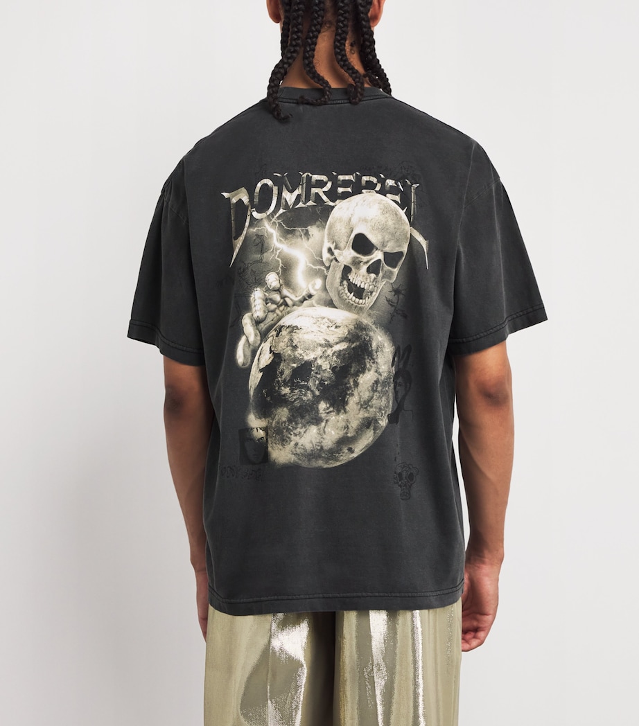 Cotton Skeleton Graphic Doomer T-Shirt OLD BLACK Image 4