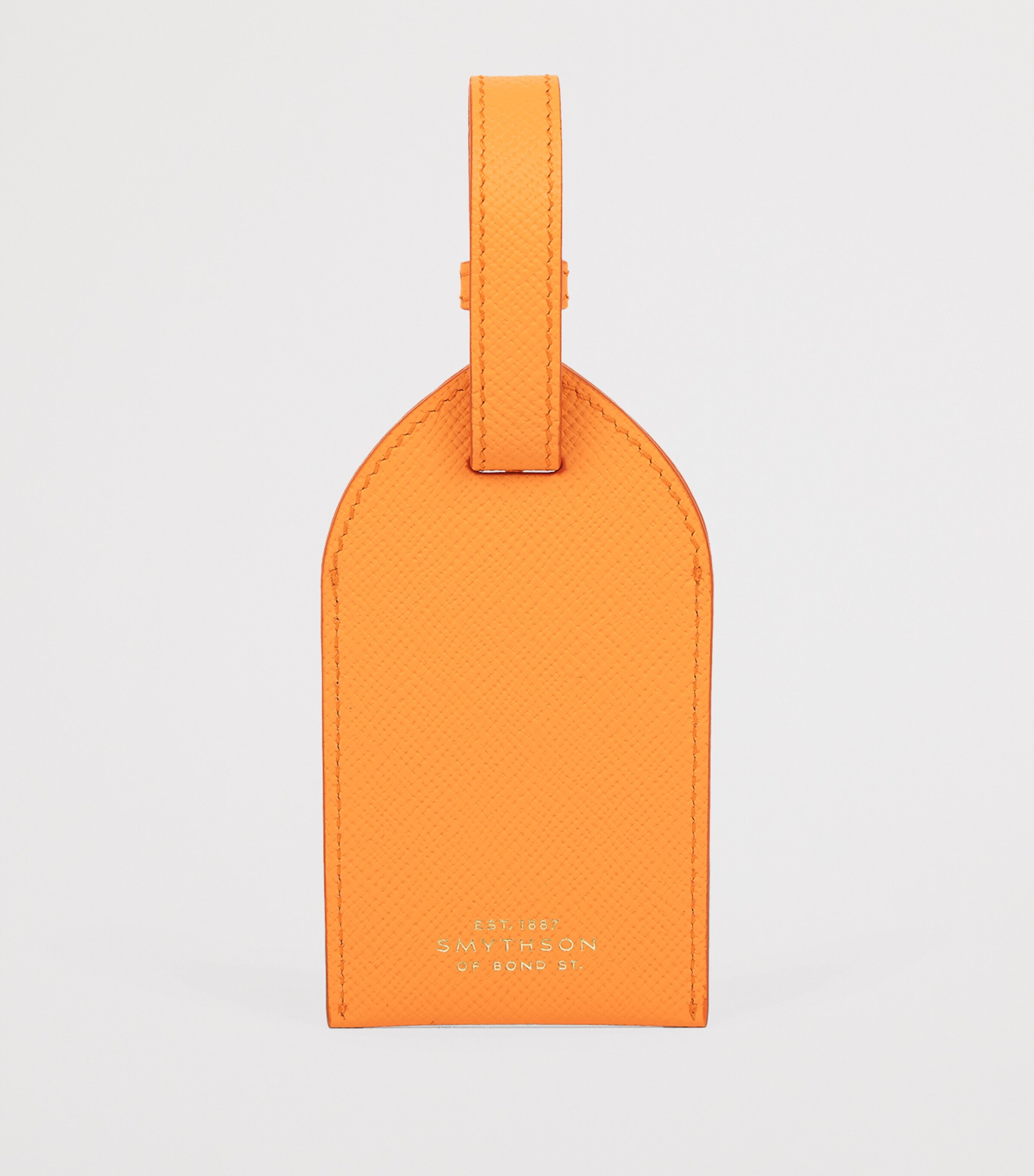 Smythson Calfskin Panama Luggage Tag Light Orange Image 3