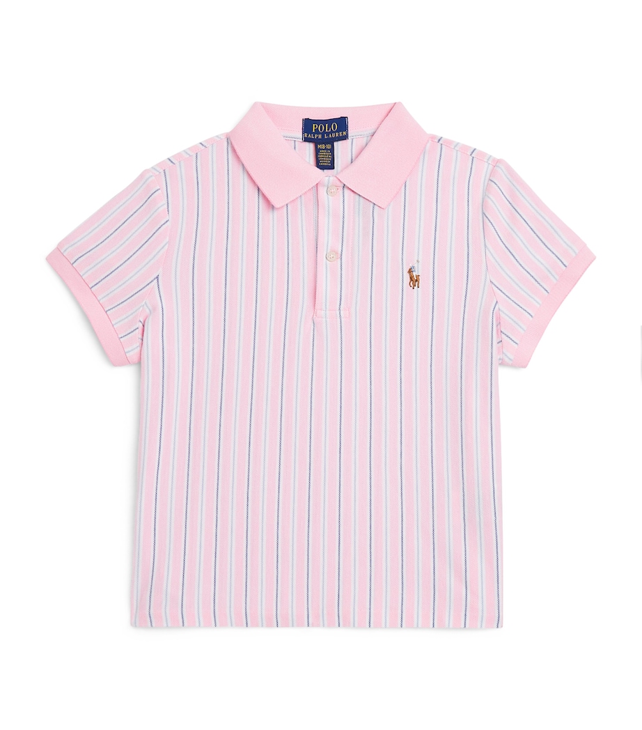 Cotton Striped Polo Shirt (7-14 Years) LIGHT PINK STRIPE Image 1