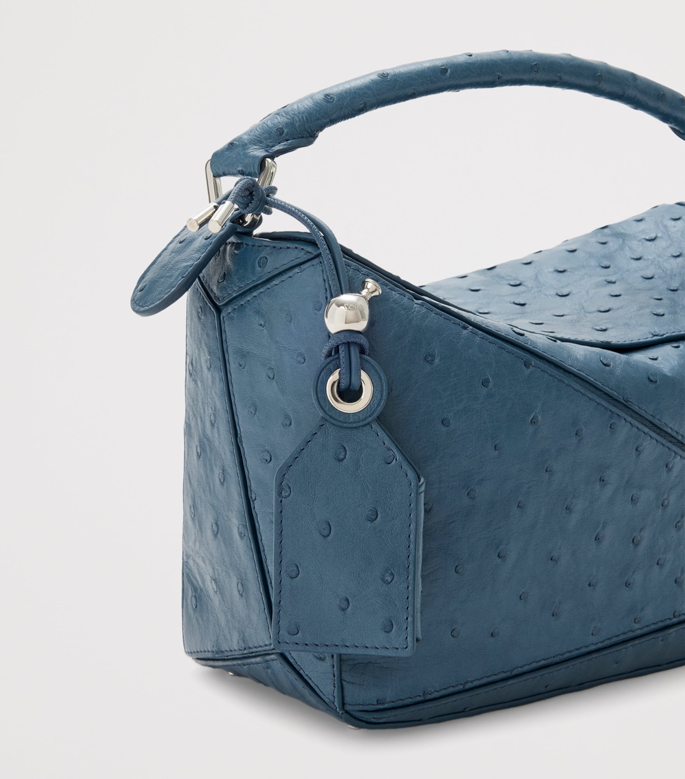 Small Leather Puzzle Top-Handle Bag DENIM Image 9
