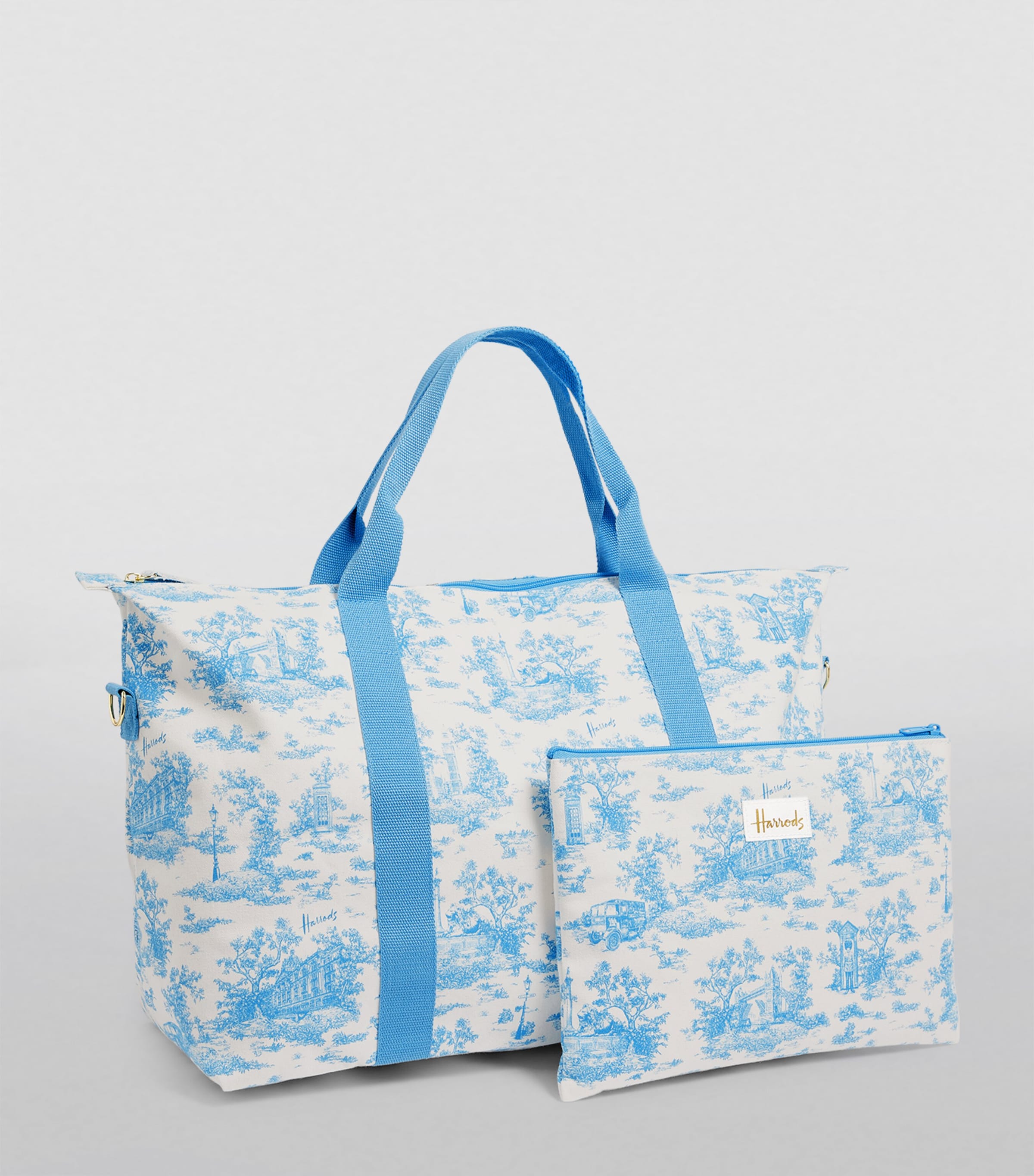 Harrods Blue Toile Foldable Overnight Bag | Harrods US
