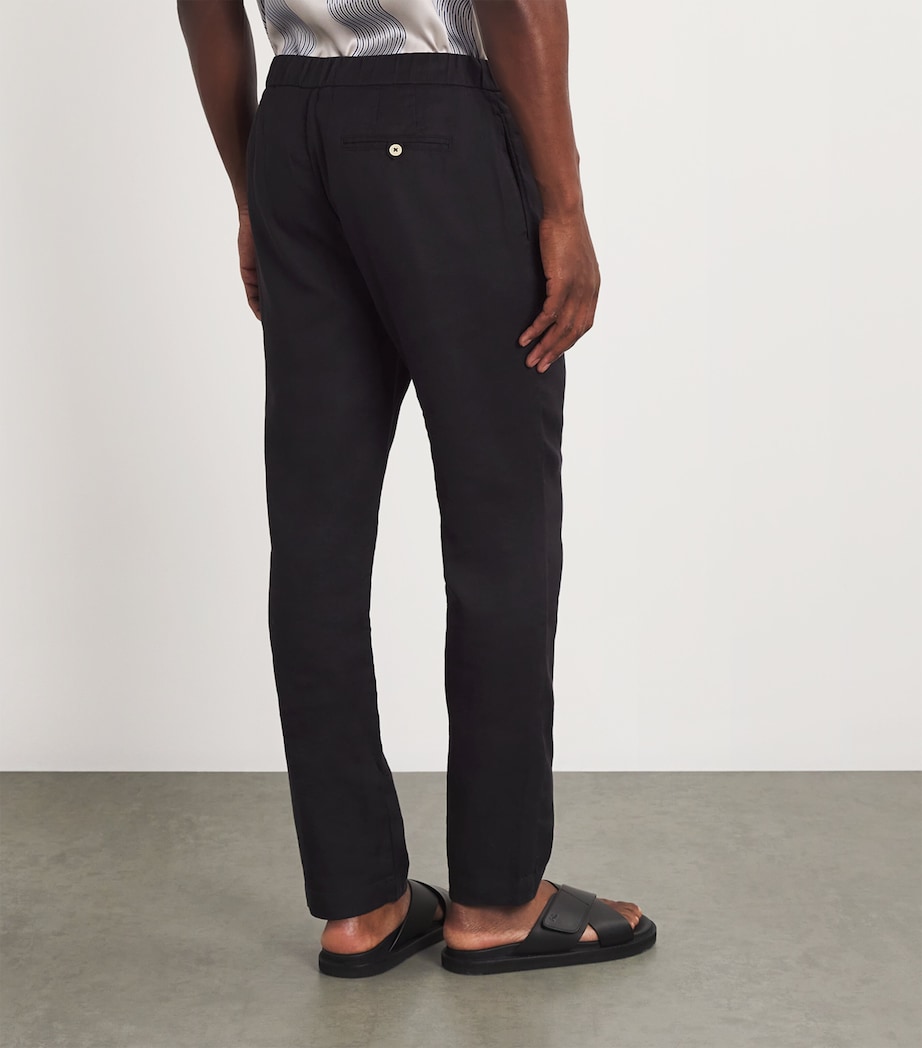 Linen-Cotton Oscar Slim Trousers BLACK Image 4