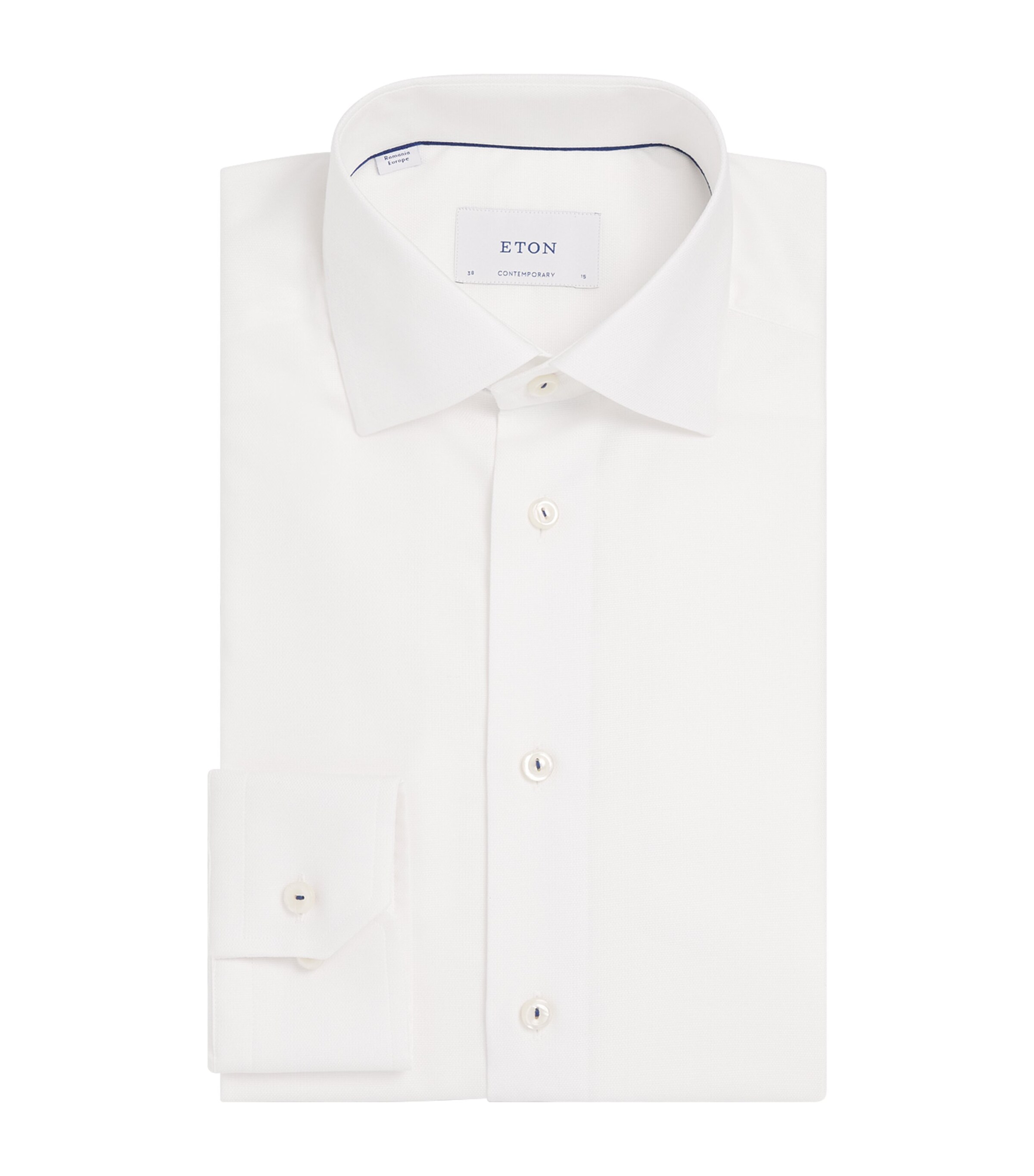 Eton Mens Cotton-Blend Oxford Shirt White Solid Image 1