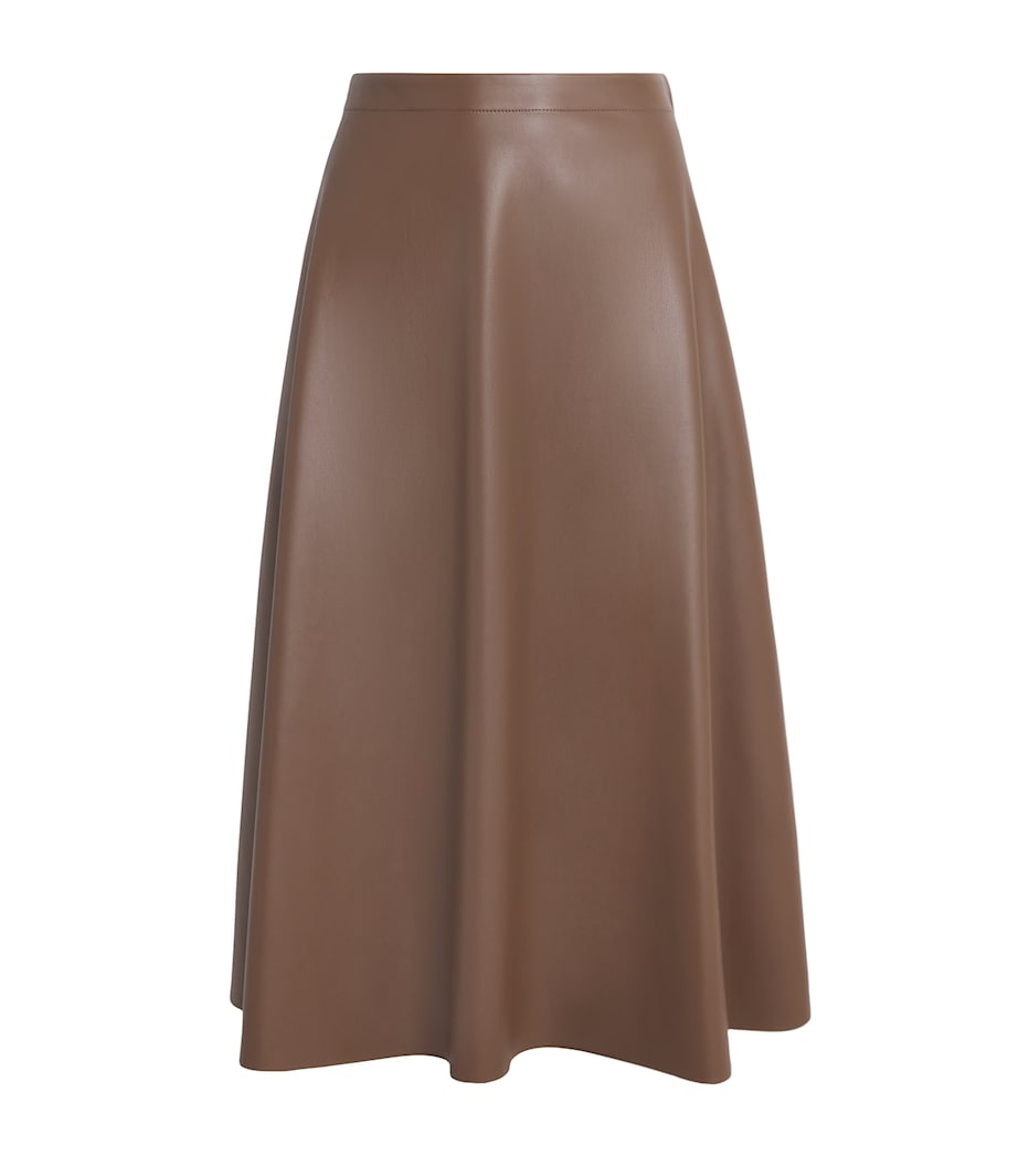 Faux Leather Midi Skirt BROWN Image 1