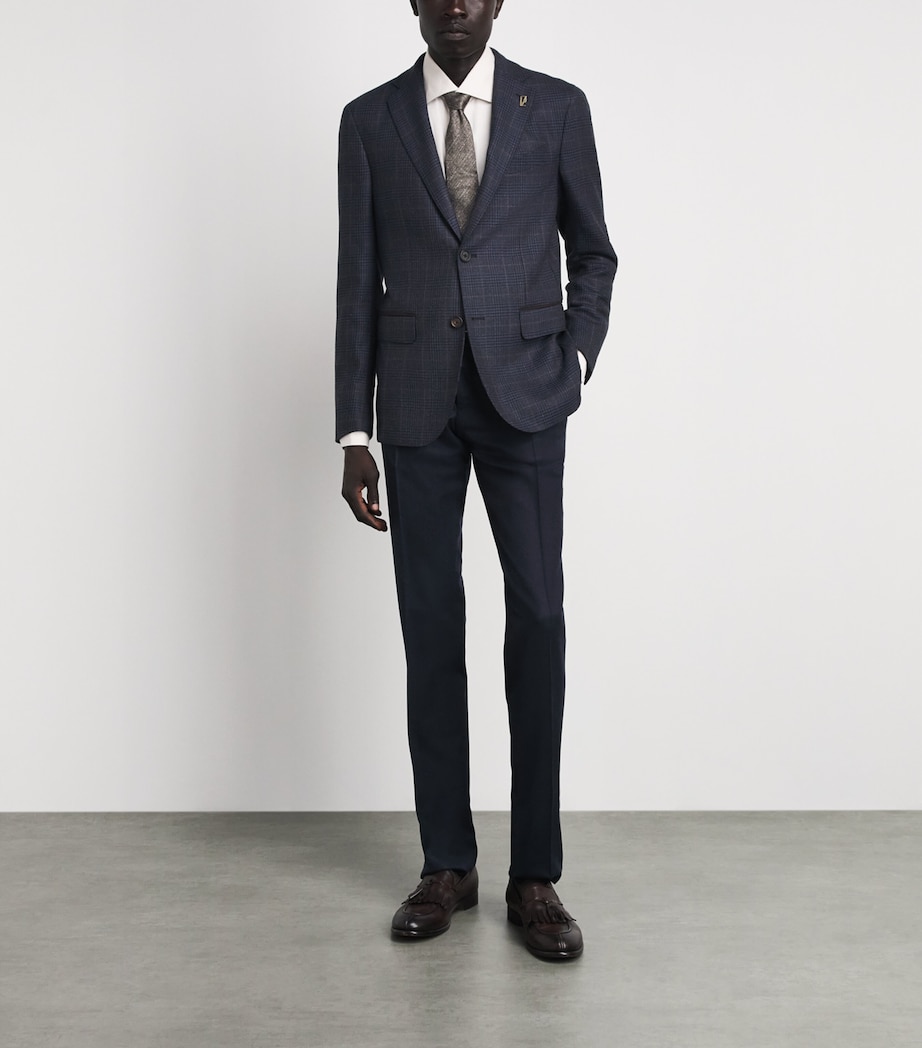 Pal Zileri Mens Wool Check Blazer Blue Image 2