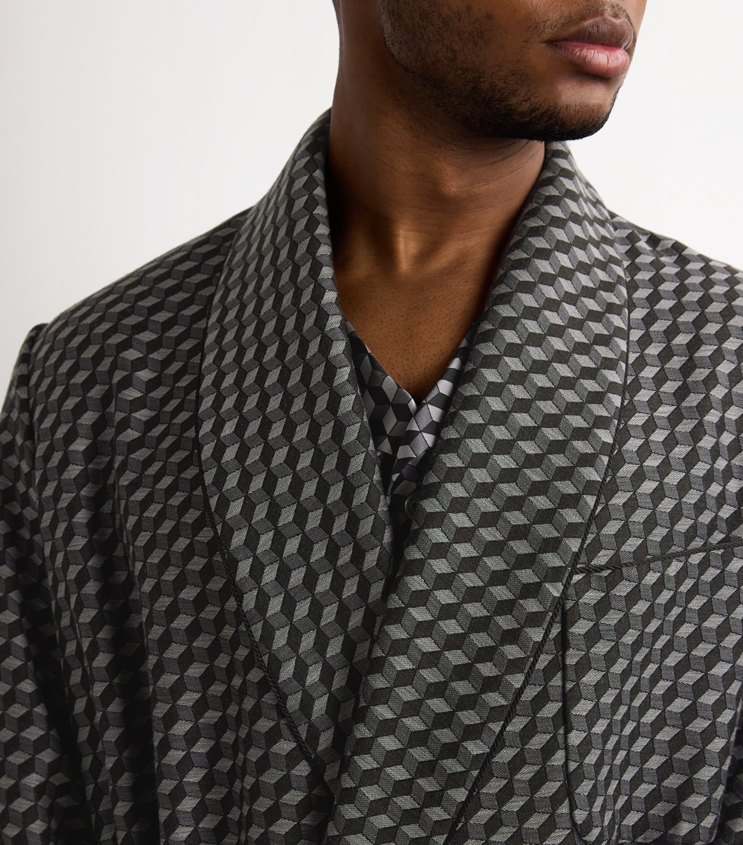 Wool-Blend Geometric Print Dressing Gown MULTI Image 6