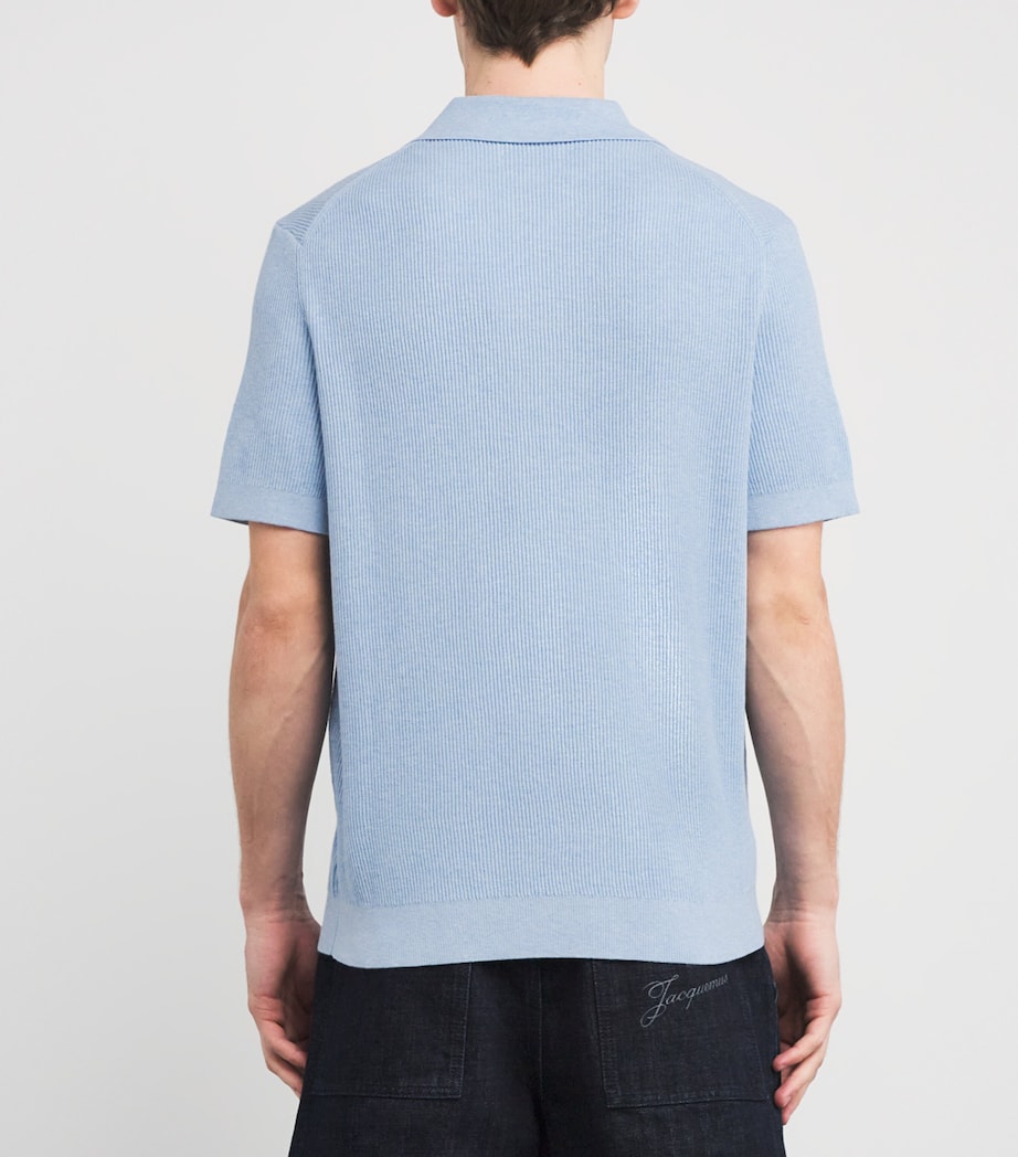 NN.07 Mens Organic Cotton Hansie Polo Sweater Cerulean Image 4