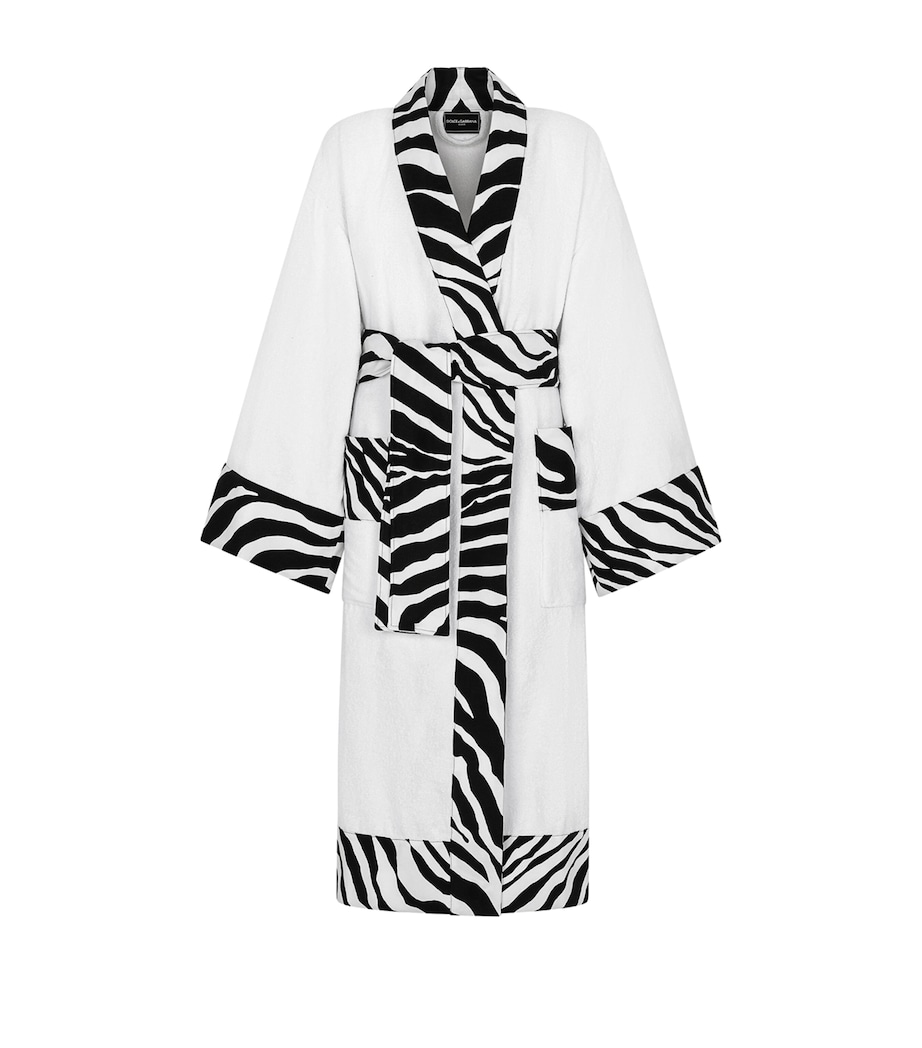 Terry Cotton Zebra Print Robe UZ024 BIANCO ZEBRA Image 1