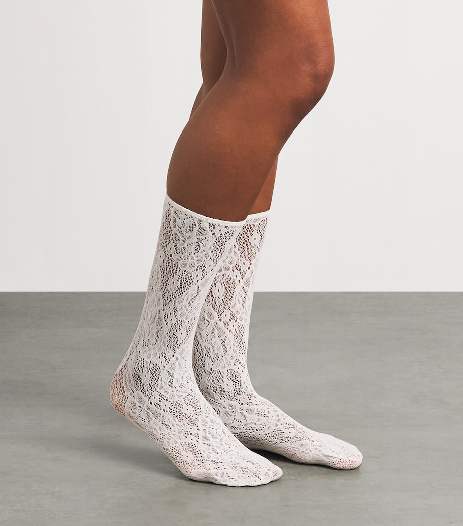 Wolford Womens Infinite Rose Net Socks Whipped Cream Image 2