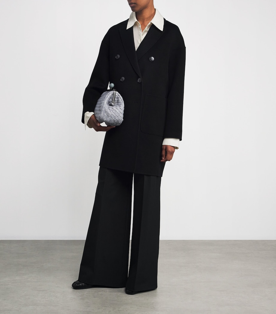 Virgin Wool Double-Breasted Coat BLACK Image 2