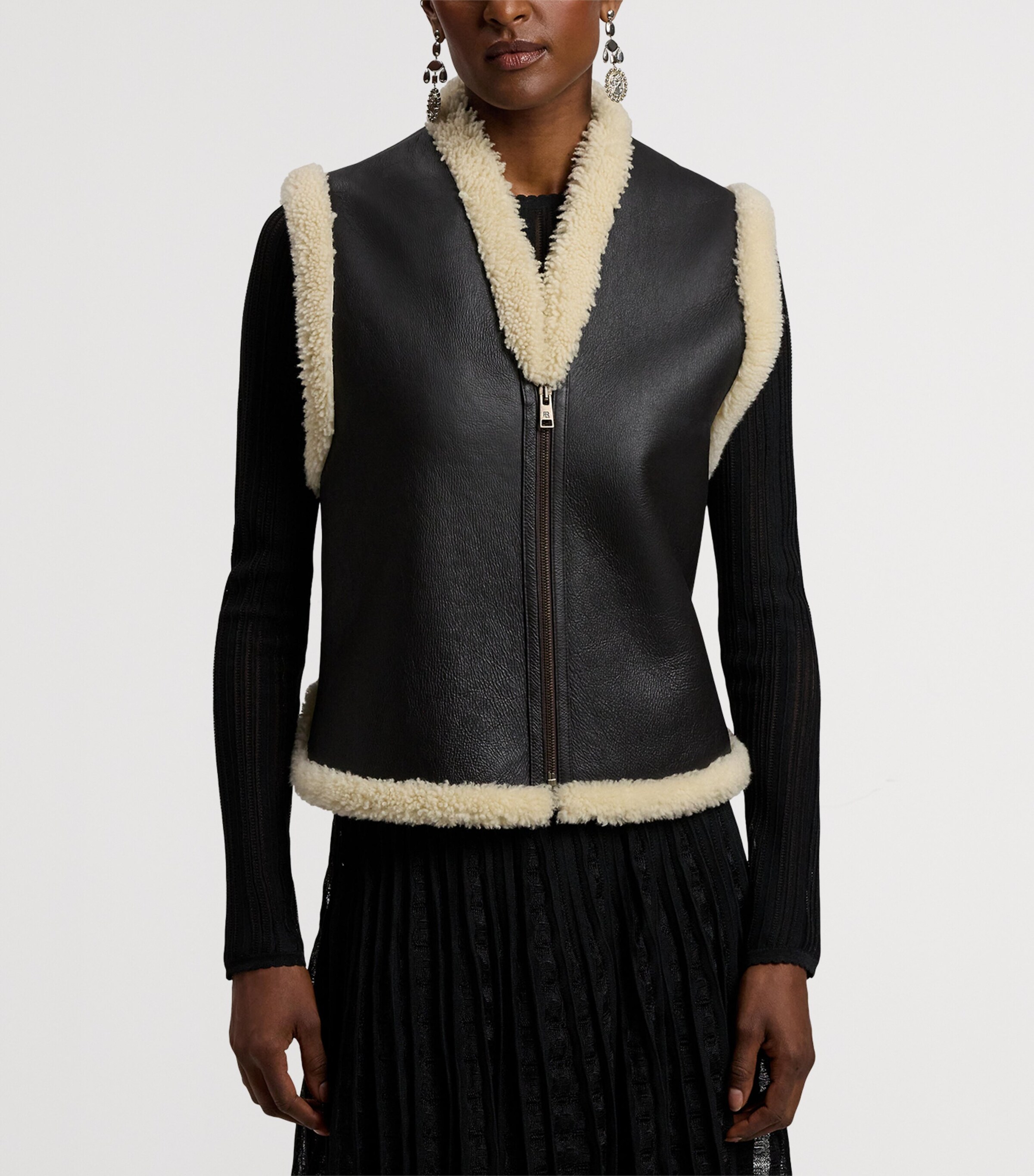 Shearling Tamlin Gilet DARK BROWN Image 12