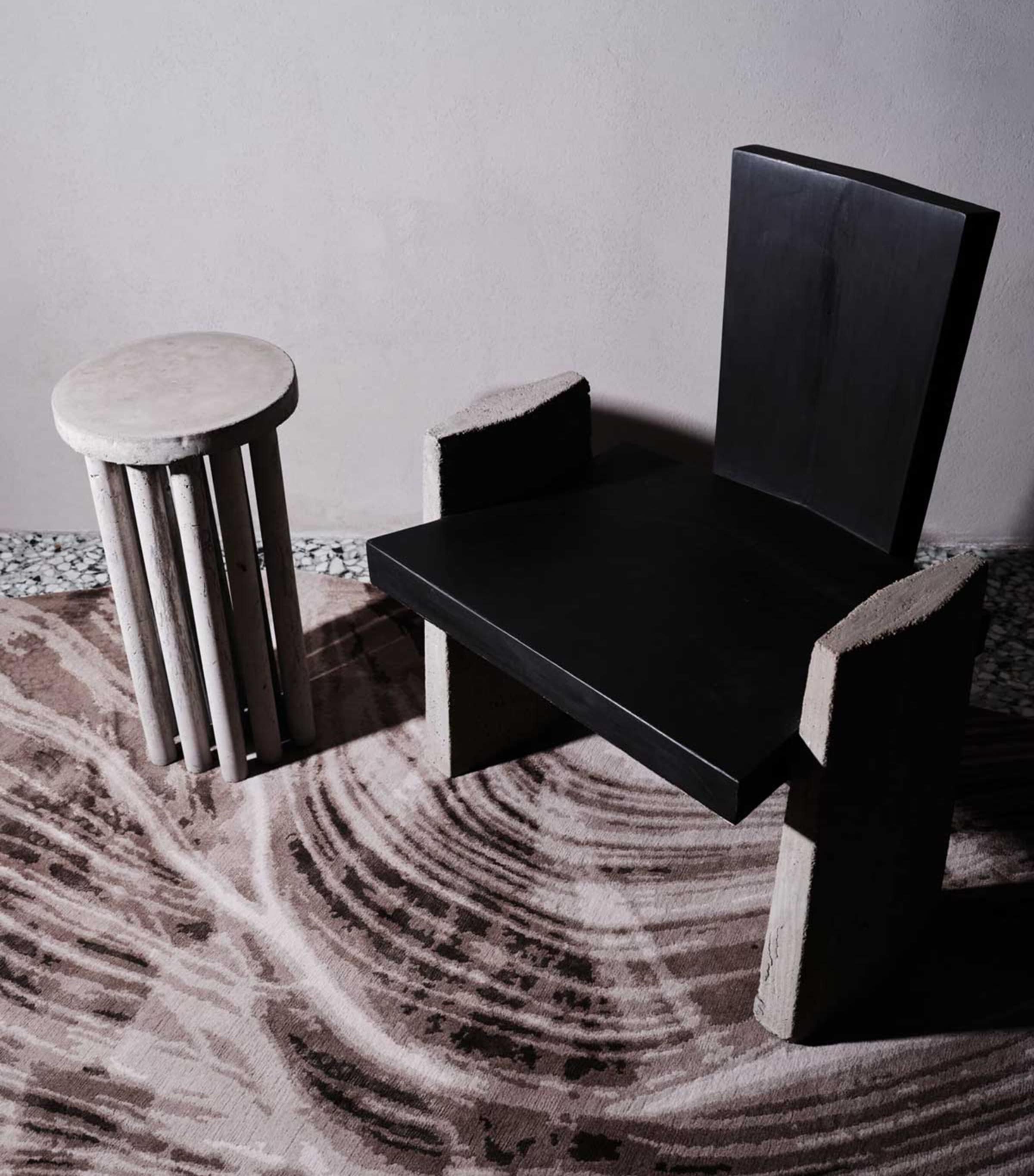 x David Rockwell Wool-Silk Falls Graphite Rug (3.05m x 2.44m) GREY Image 4