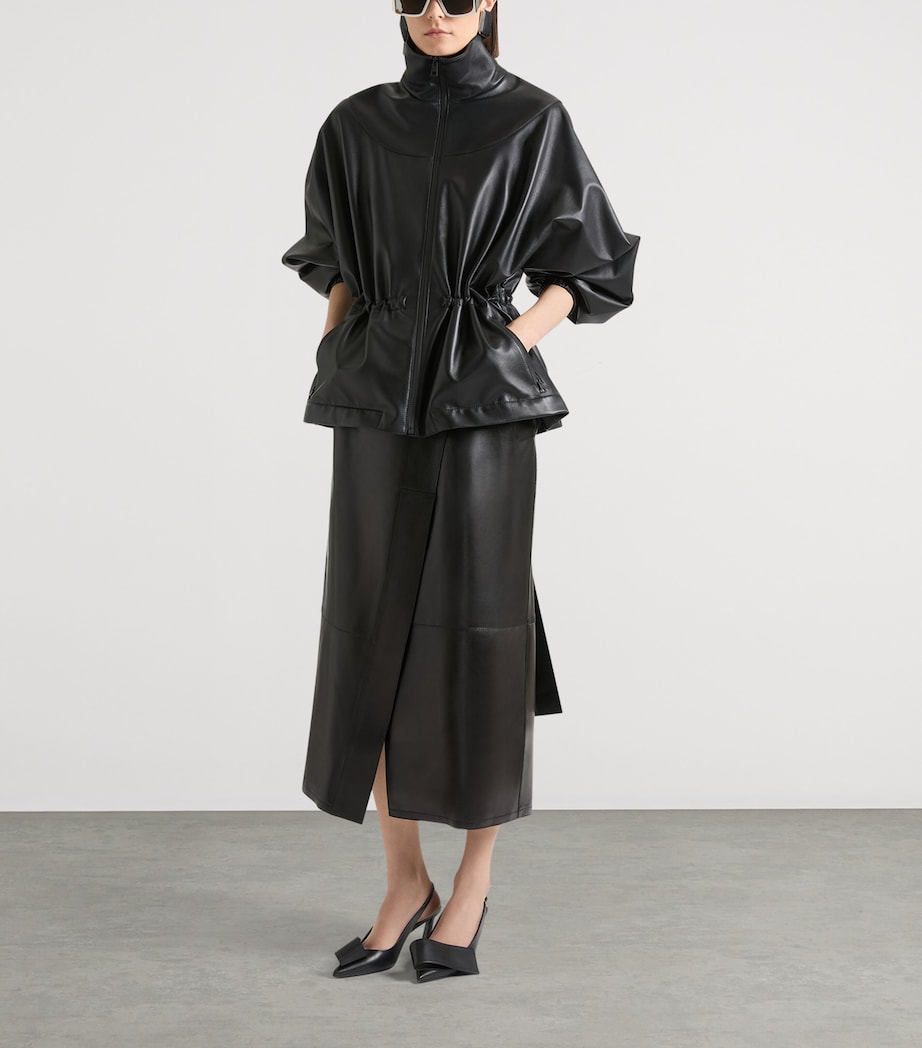 Givenchy Womens Gathered Leather Jacket Image 2