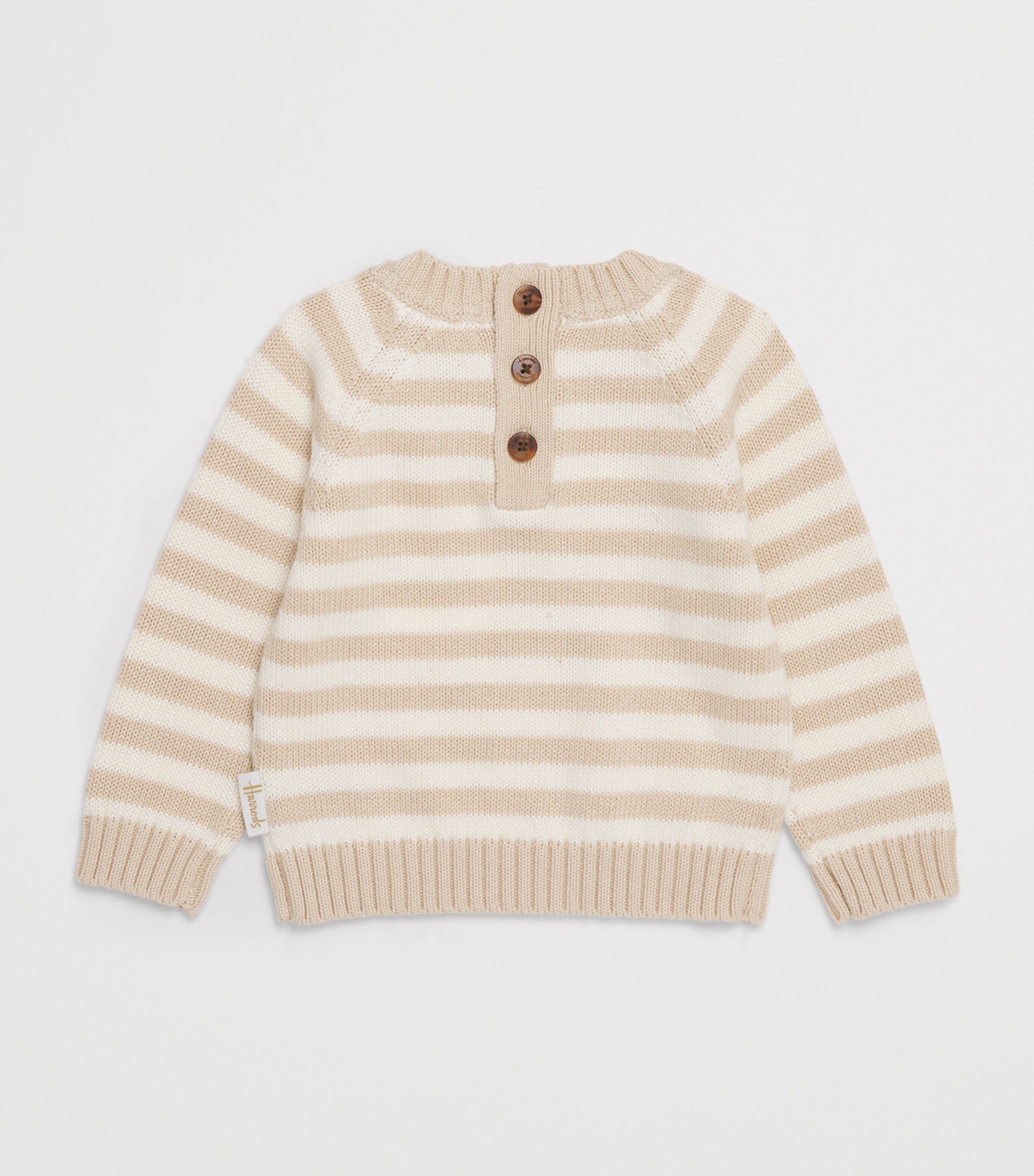 Harrods Cotton Stripe Sweater (0-18 Months) Ivory Image 2