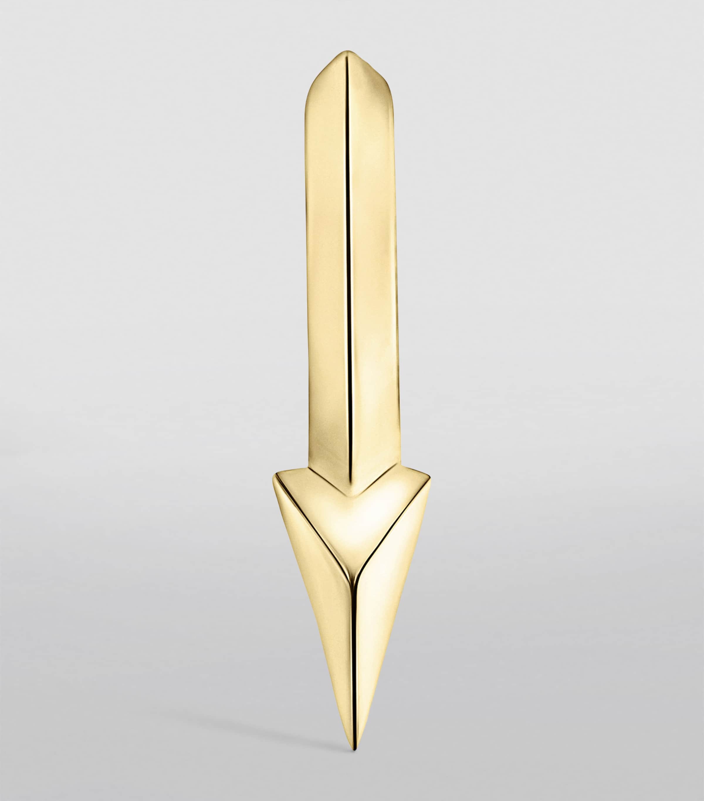 Yellow Gold Faceted Single Short Spike Hoop Earring (6.5mm) YELLOW GOLD Image 4