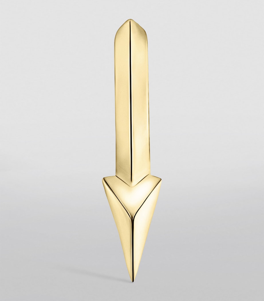 Yellow Gold Faceted Single Short Spike Hoop Earring (6.5mm) YELLOW GOLD Image 4