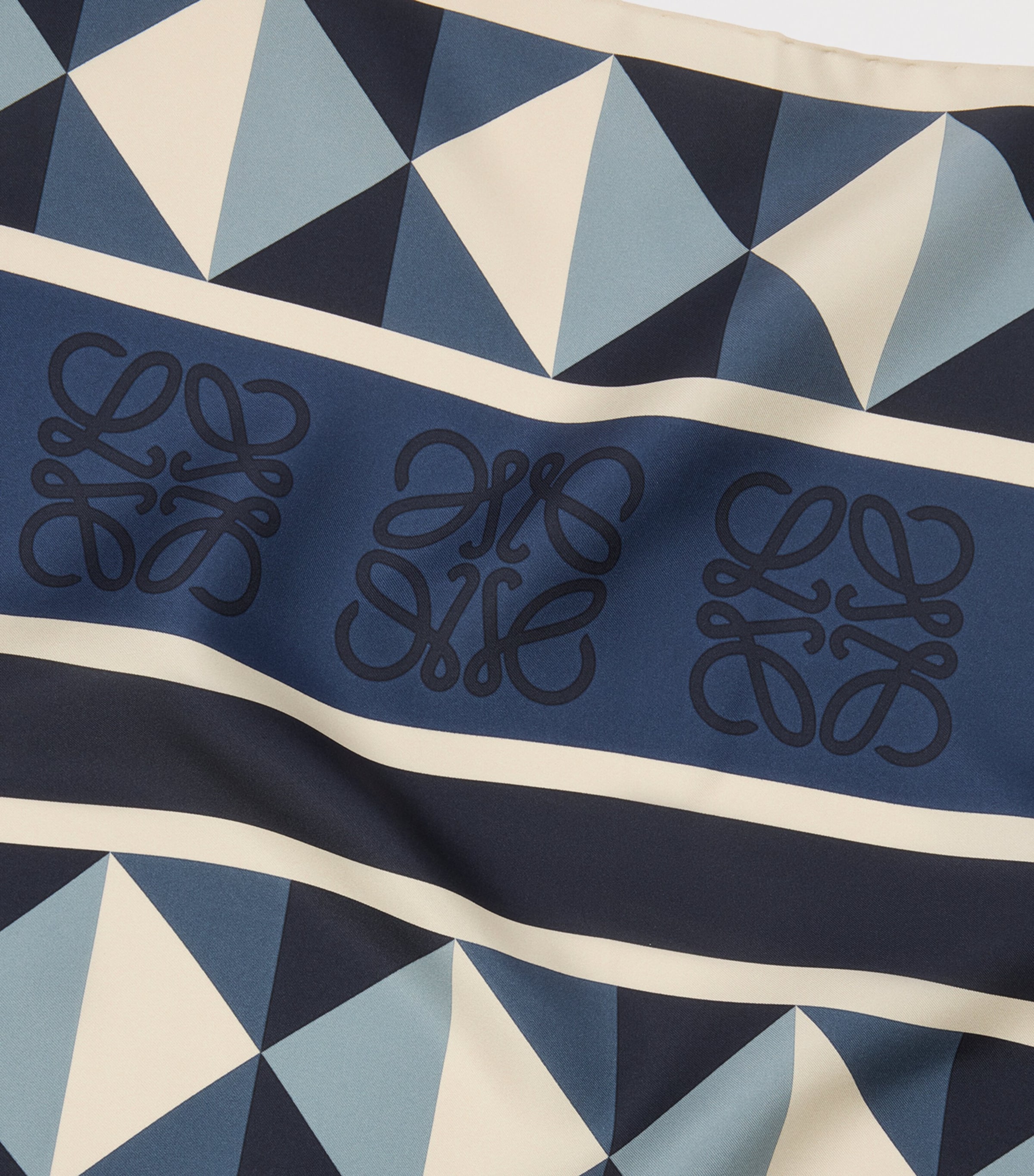 x Paula's Ibiza Silk Geometric Jacquard Scarf NAVY BLUE/MULTICOLOR Image 2