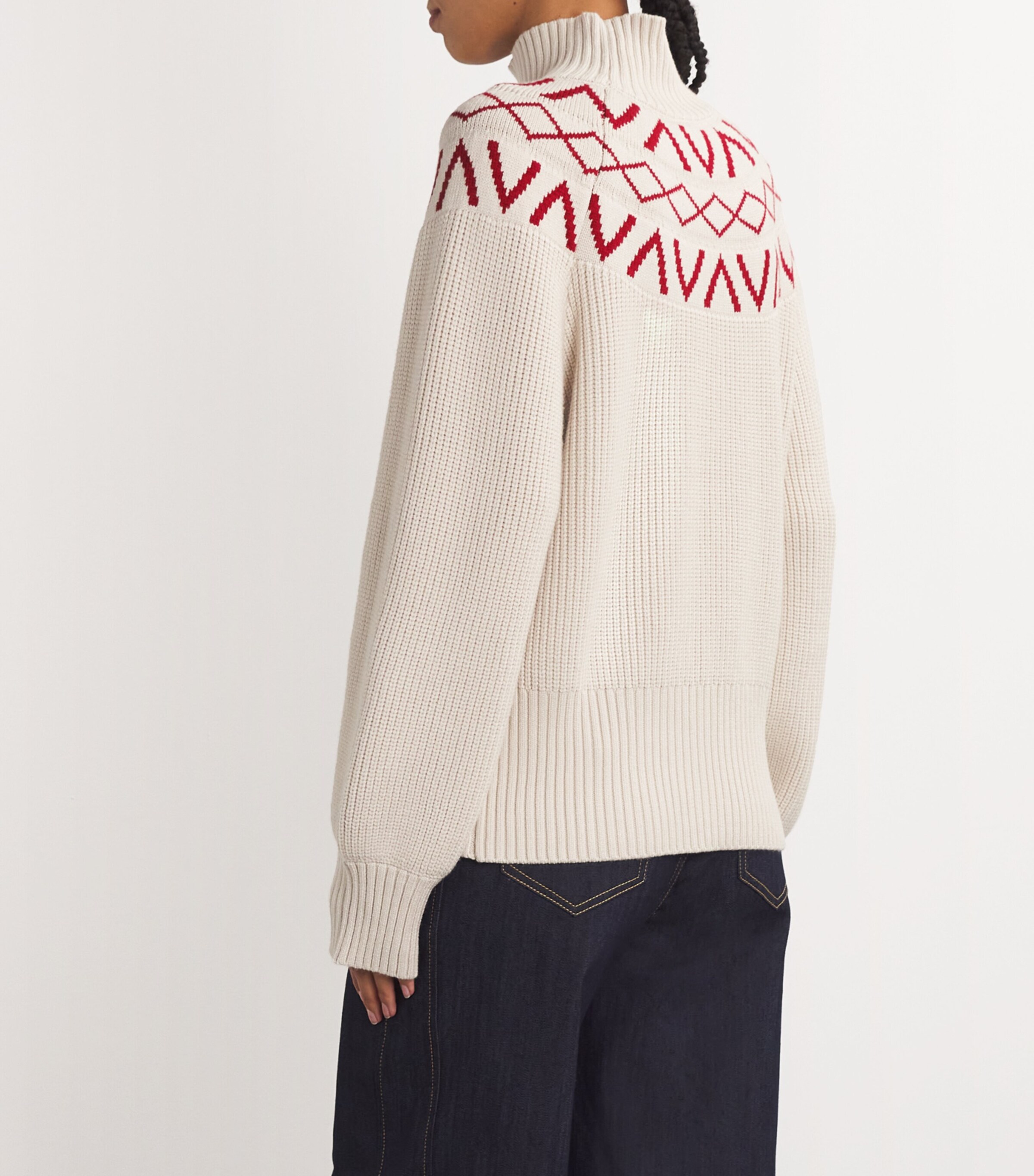 Varley Womens Knitted Fair Isle Marcie Sweater Silver Birch Image 4