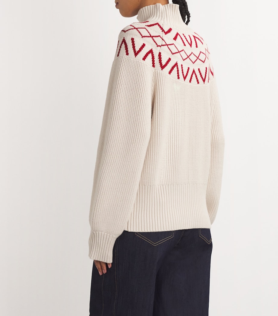 Varley Womens Knitted Fair Isle Marcie Sweater Silver Birch Image 4