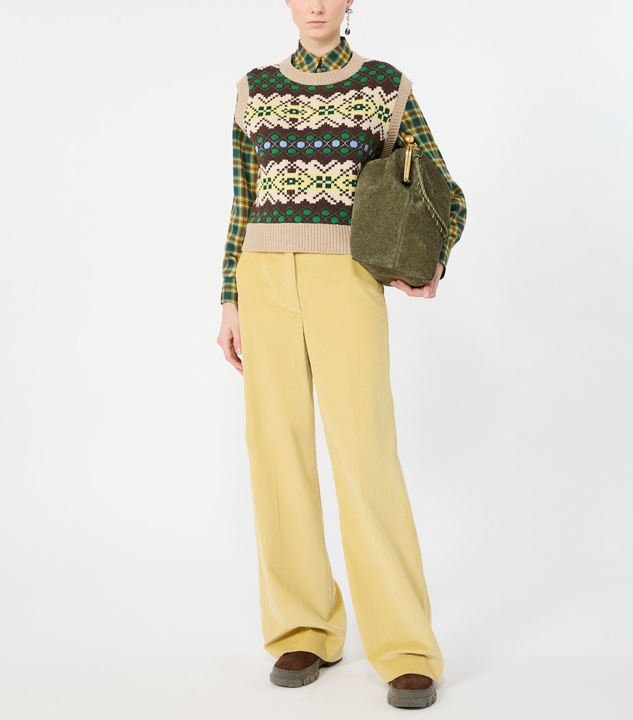 Weekend Max Mara Womens Silk Check Shirt Green Image 2