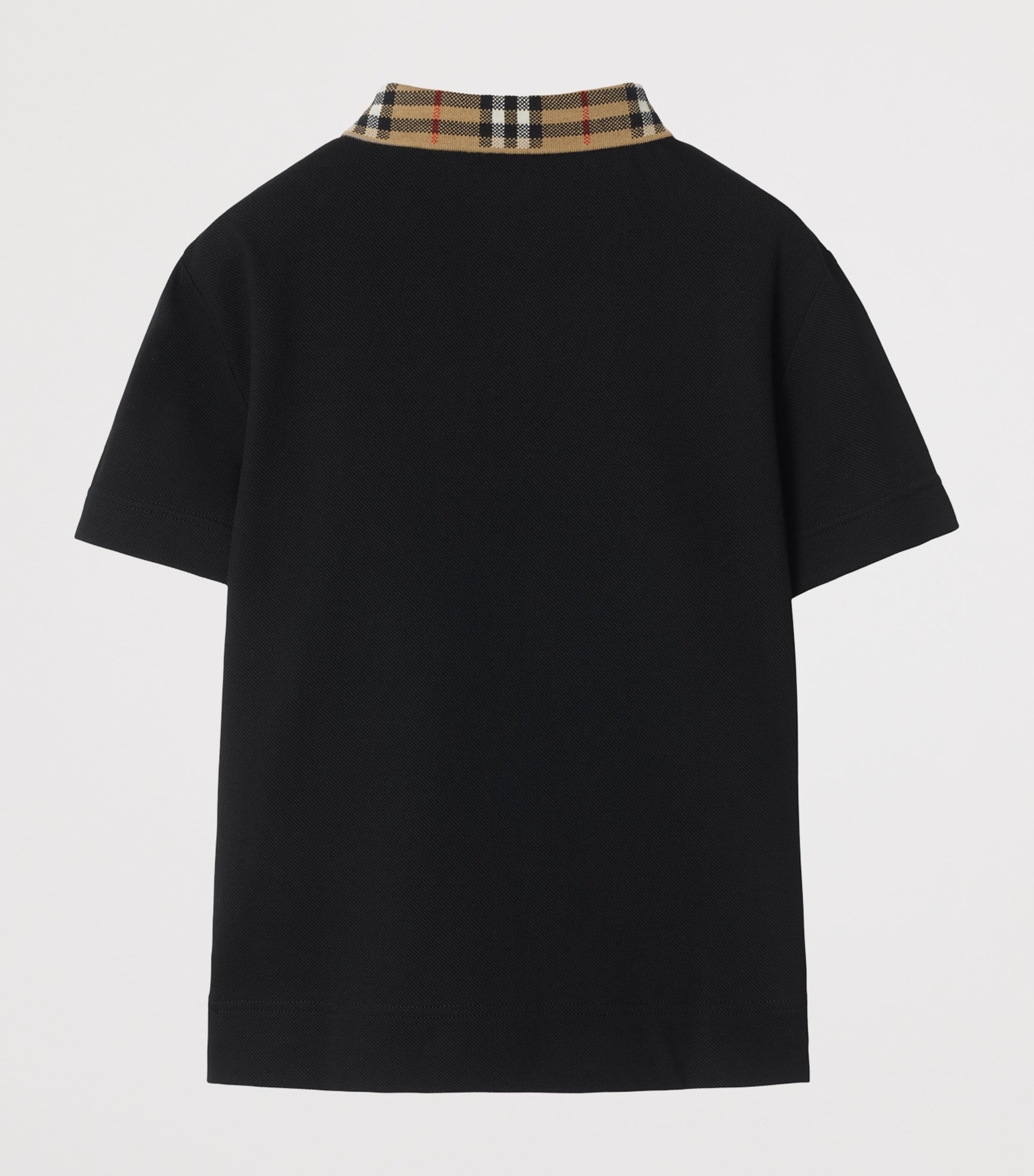 Cotton Check-Collar Polo Shirt (3-12 Years) BLACK Image 2