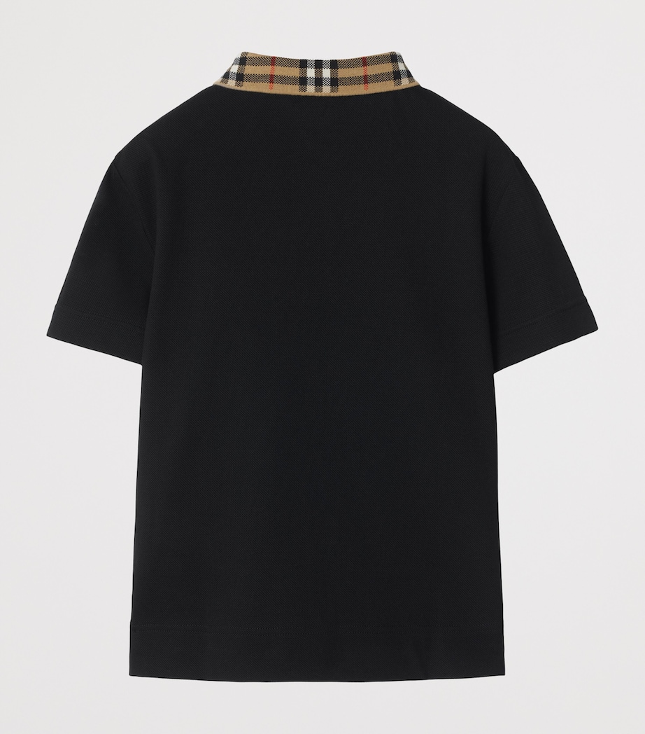Cotton Check-Collar Polo Shirt (3-12 Years) BLACK Image 2