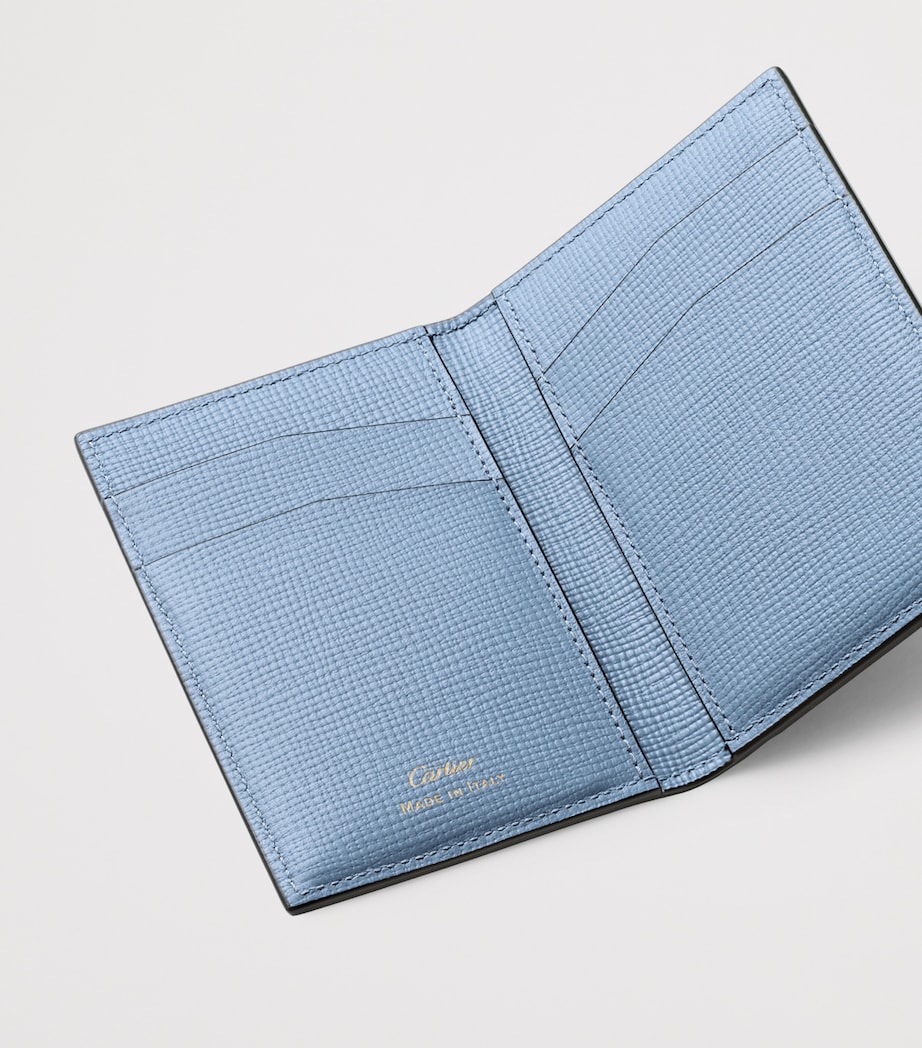 Leather Losange Bifold Card Holder GREY & BLUE Image 3