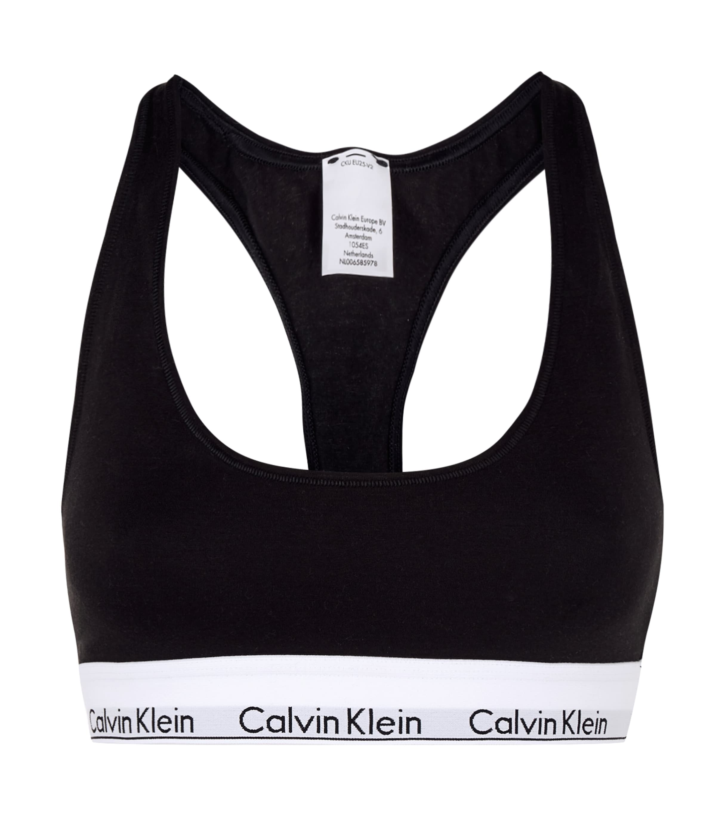 Calvin Klein Velvet Ribbed Bralette In Black