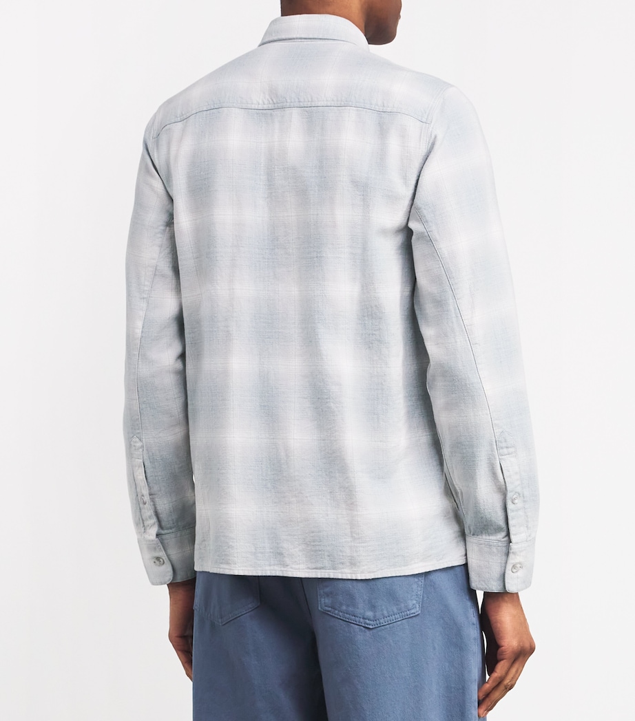 Officine Generale Mens Cotton Check Shirt Lightgrey/white/blue Image 4