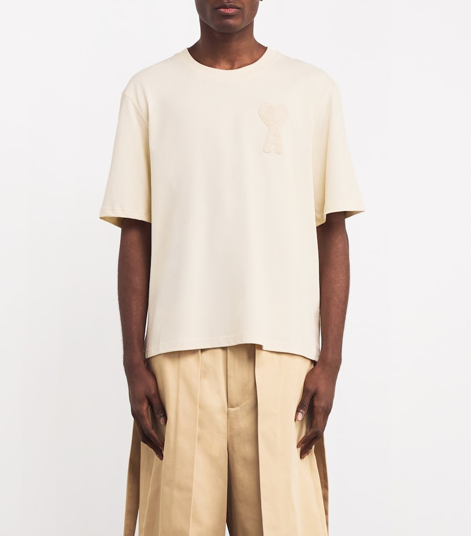 AMI Paris Mens Cotton Ami de Coeur T-Shirt Blanc Image 3