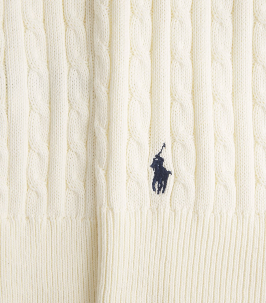 Polo Ralph Lauren Womens Cable-Knit Short-Sleeve Henley Sweater Clubhouse Cream Image 6