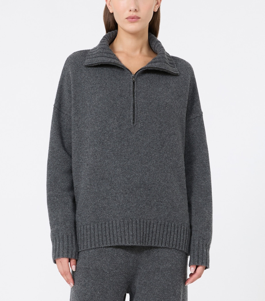 Max Mara Womens Cashmere Quarter-Zip Sweater Dark Grey Image 3