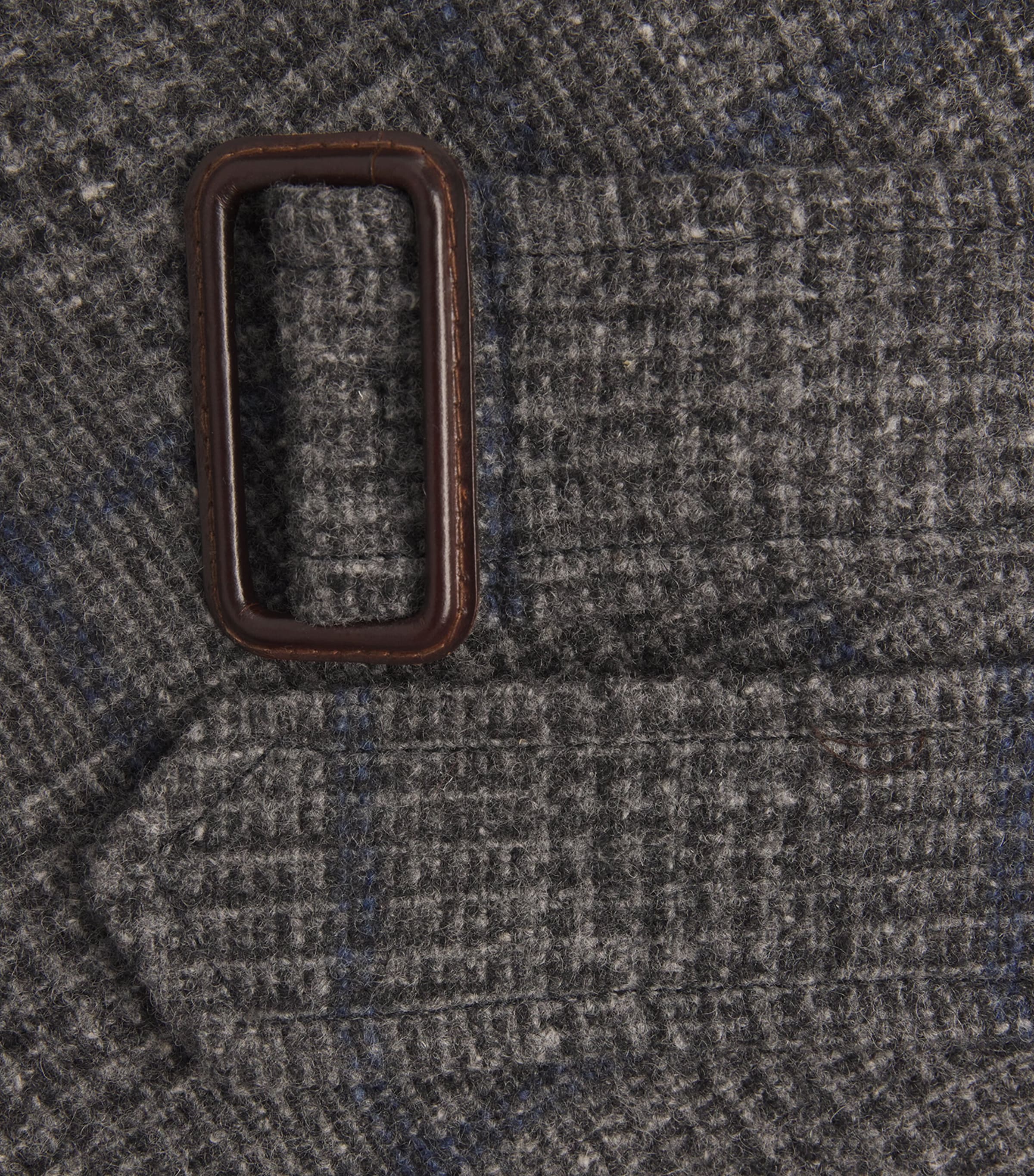 Wool Tweed Prince of Wales Check Overcoat DARK GREY Image 5