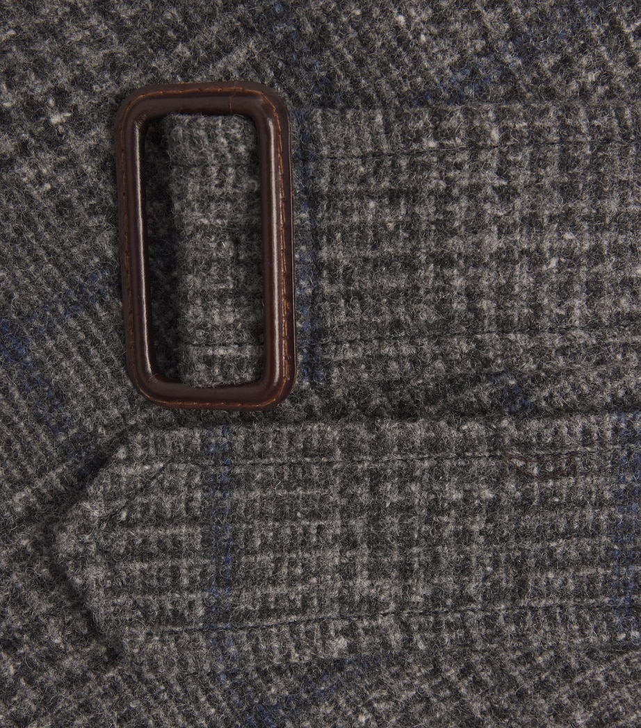 Wool Tweed Prince of Wales Check Overcoat DARK GREY Image 5