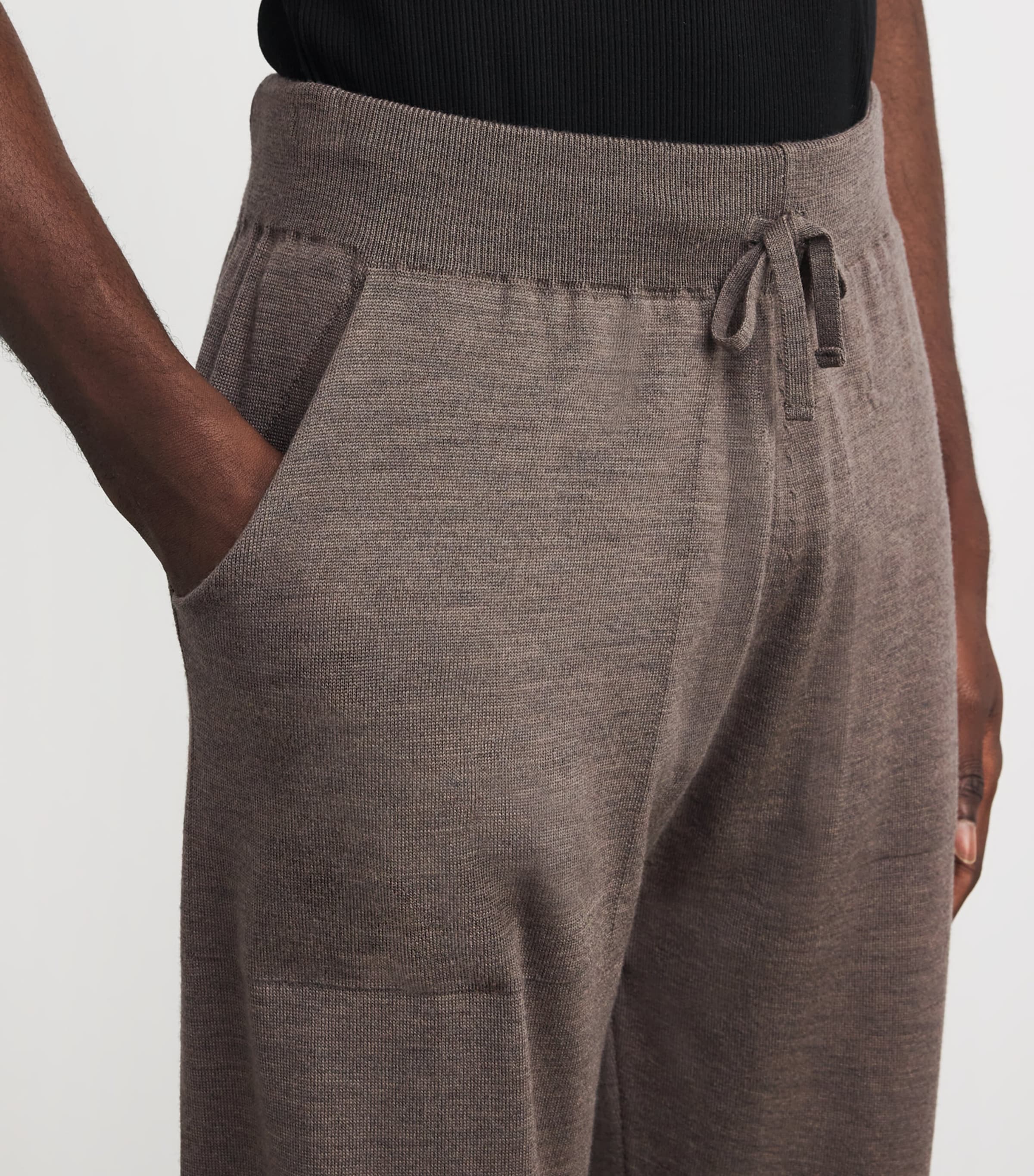 John Smedley Mens Extra Fine Merino Wool Henning Sweatpants Mushroom Image 6