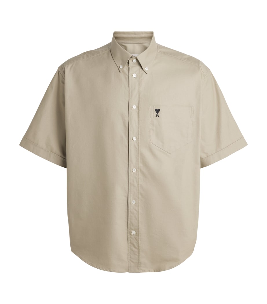 AMI Paris Mens Cotton Ami De Coeur Shirt Beige Taupe Image 1