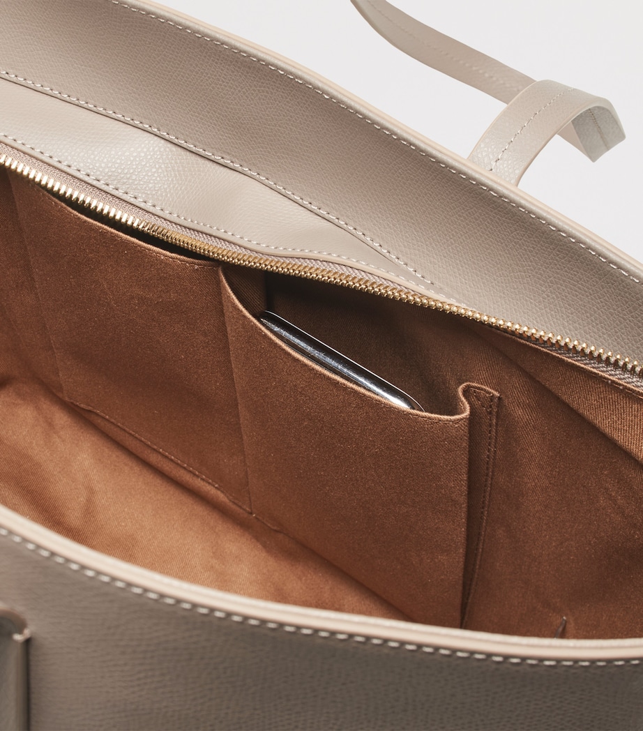Leather East West Tote Bag TAUPE Image 6