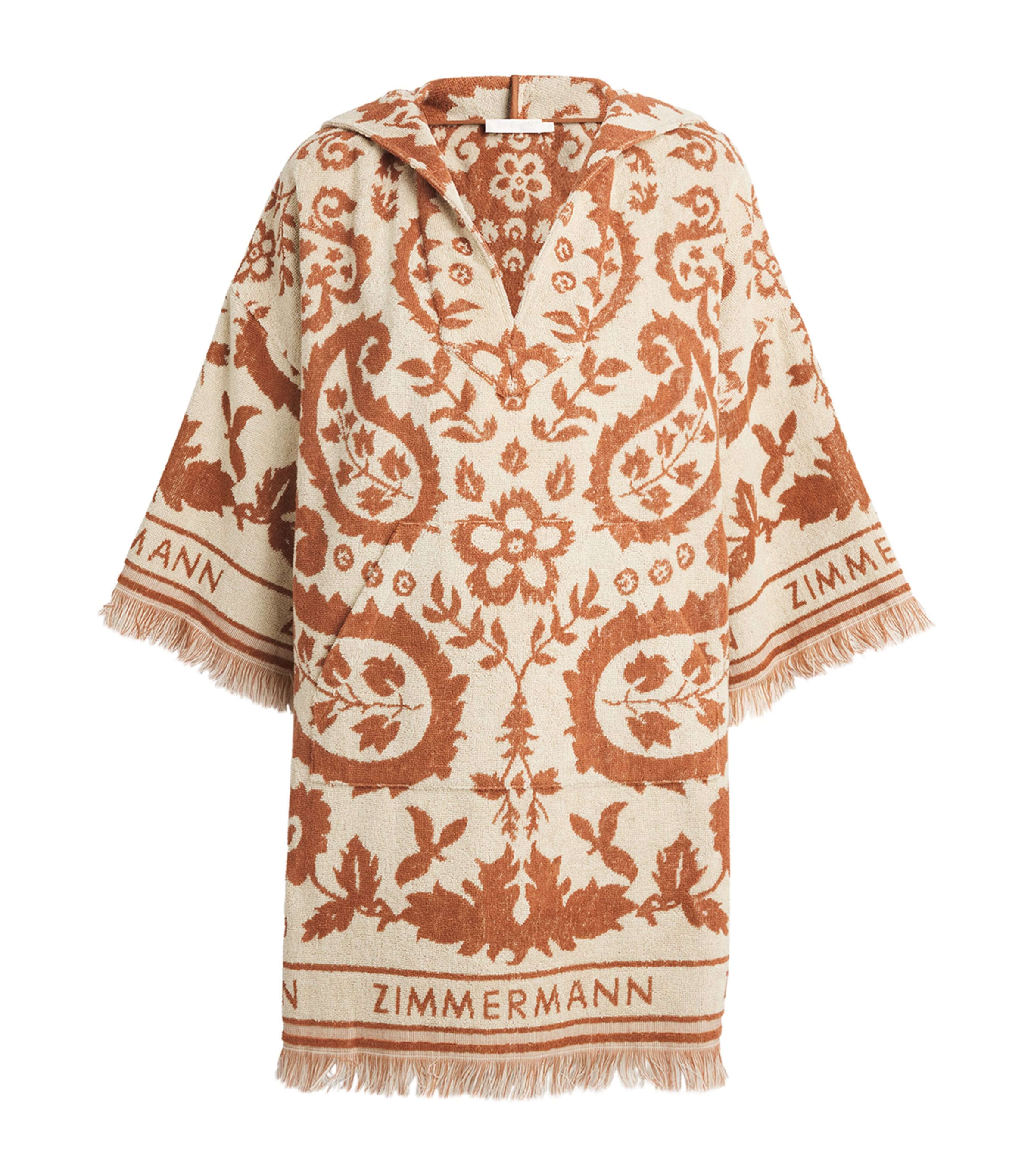 Zimmermann Embroidered Terry Fabric Wylie Mini Dress In Brown