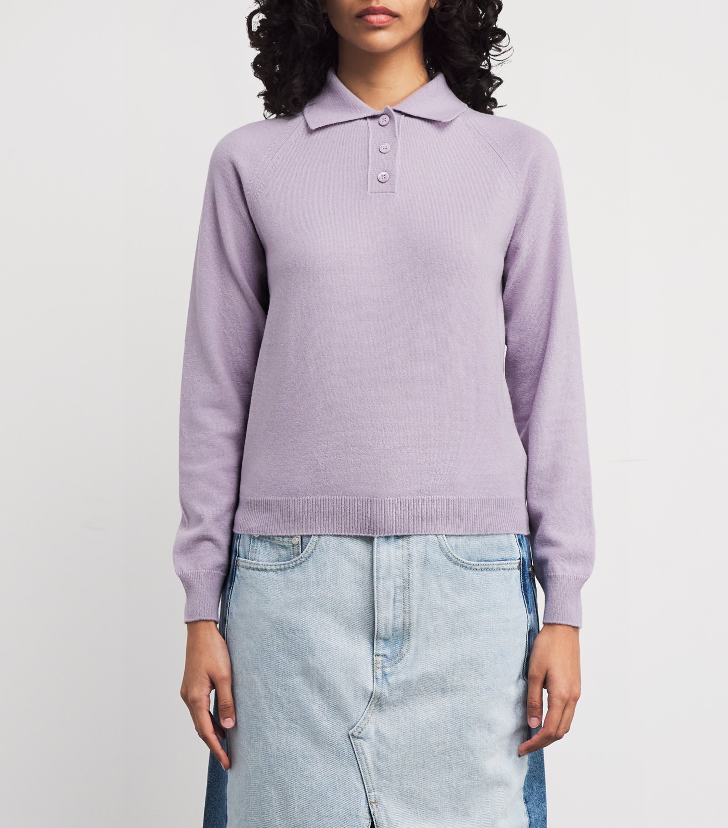 Maison Margiela Womens Virgin Wool Polo Shirt Lilac Image 3