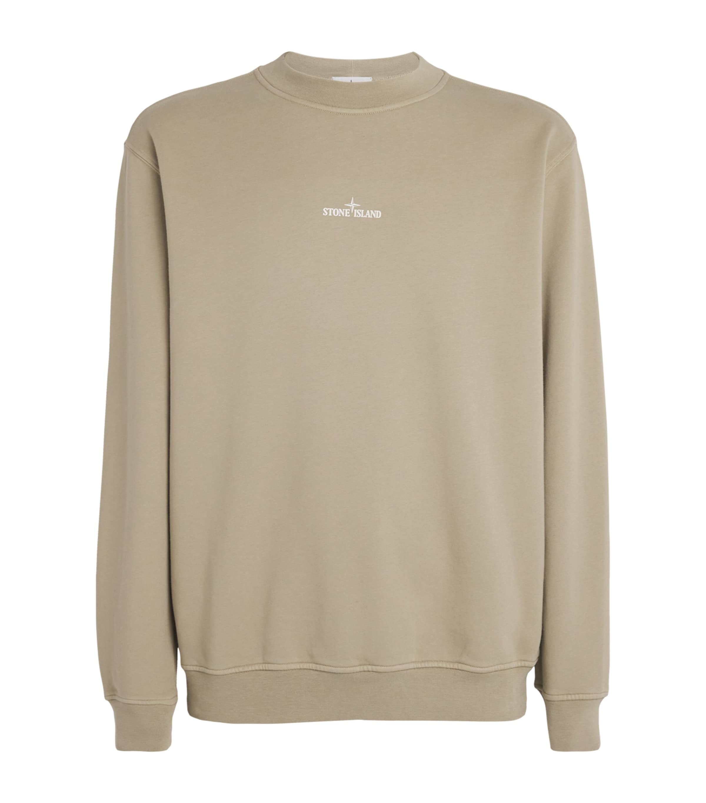 Stone Island Mens Desert Graphic-print Crewneck Cotton-jersey Sweatshirt In Neutral