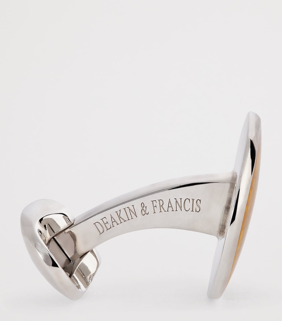 Deakin & Francis Sterling Silver Summer Haze Enamel Cufflinks Orange Image 4