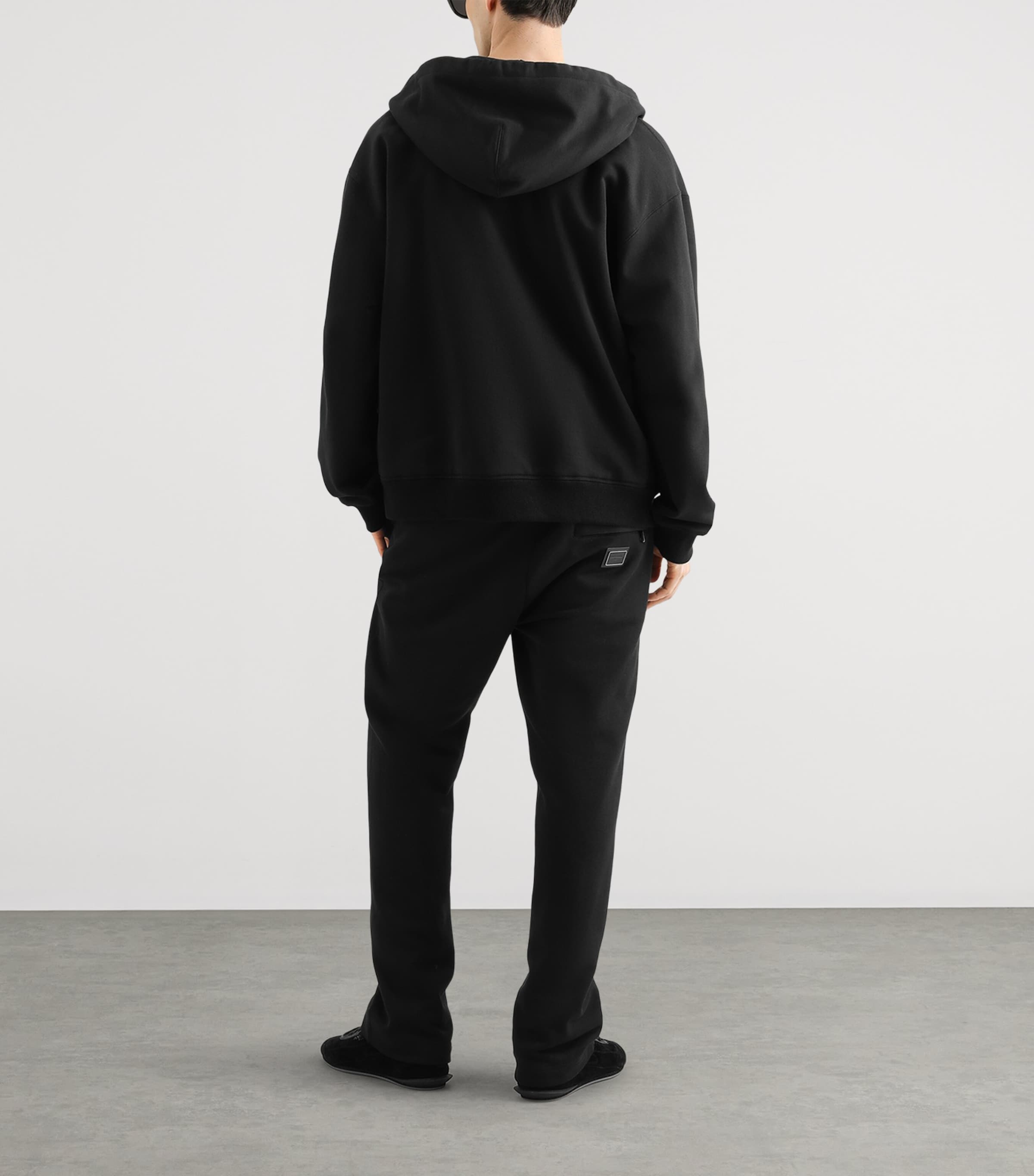 Dolce&Gabbana Mens Cotton Logo Patch Zip-Up Hoodie Black Image 3