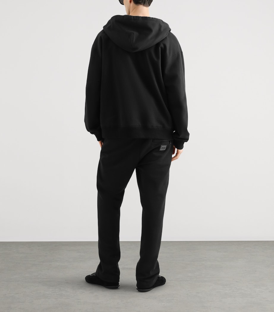 Dolce&Gabbana Mens Cotton Logo Patch Zip-Up Hoodie Black Image 3