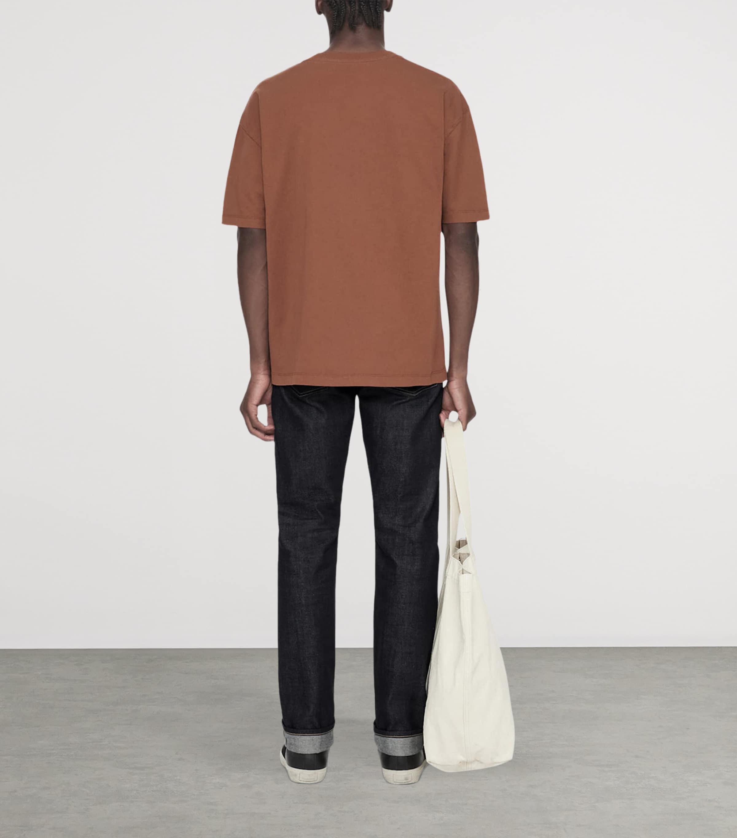 AllSaints Mens Organic Cotton Maddox T-Shirt Rust Orange Image 7