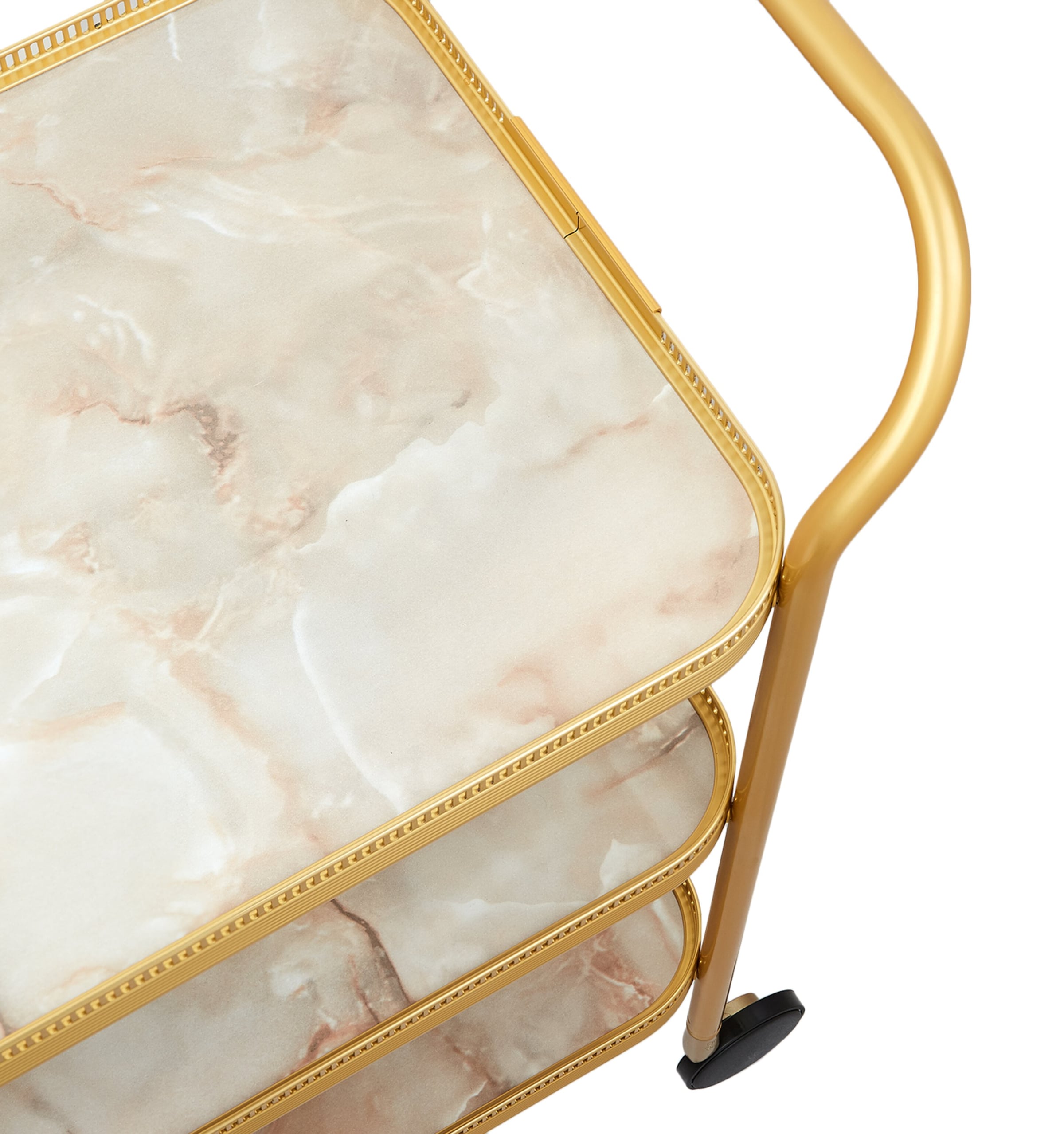 Triple Tier Dinks Trolley GOLD W/ONYX MARBLE Image 2