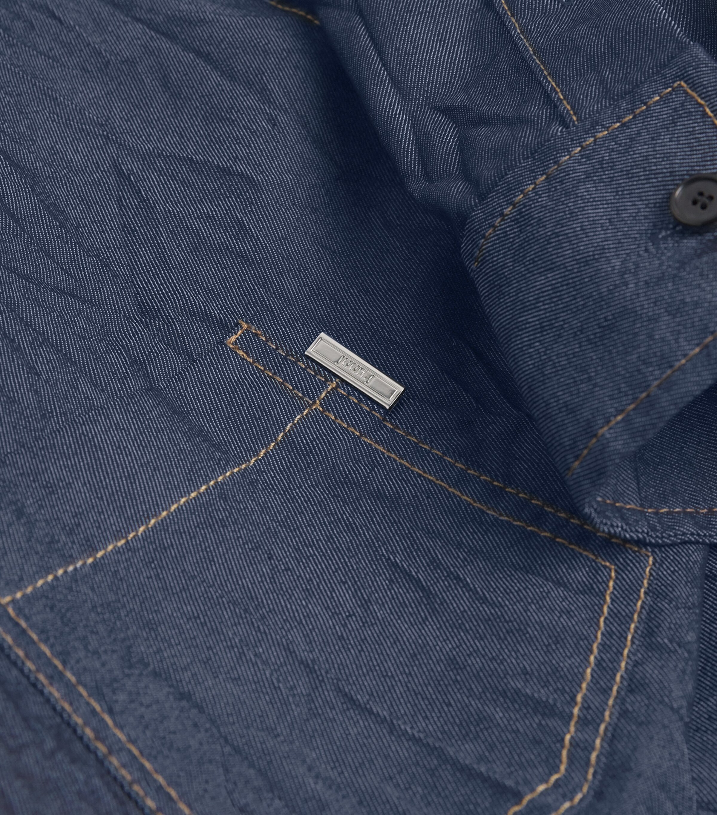 Juun.J Mens Wrinkled Pocket-Detail Oversized Shirt Navy R Image 5